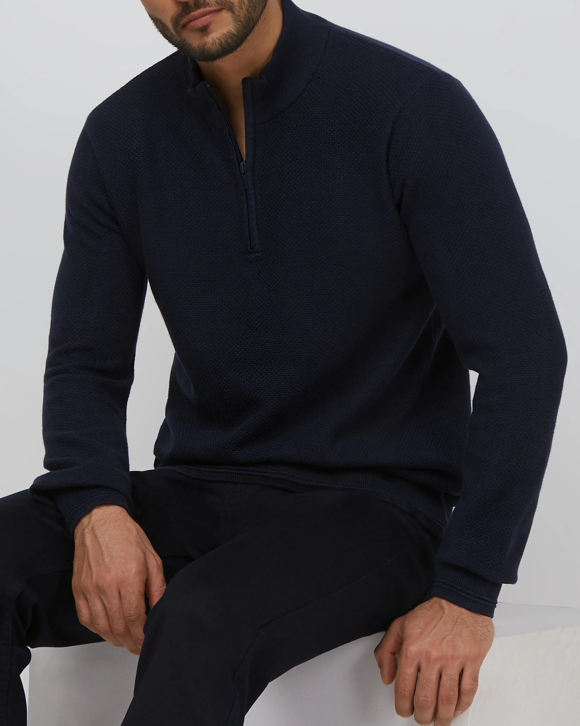 Comfortable Soft And Light-Skinned Slim Navy Sweater