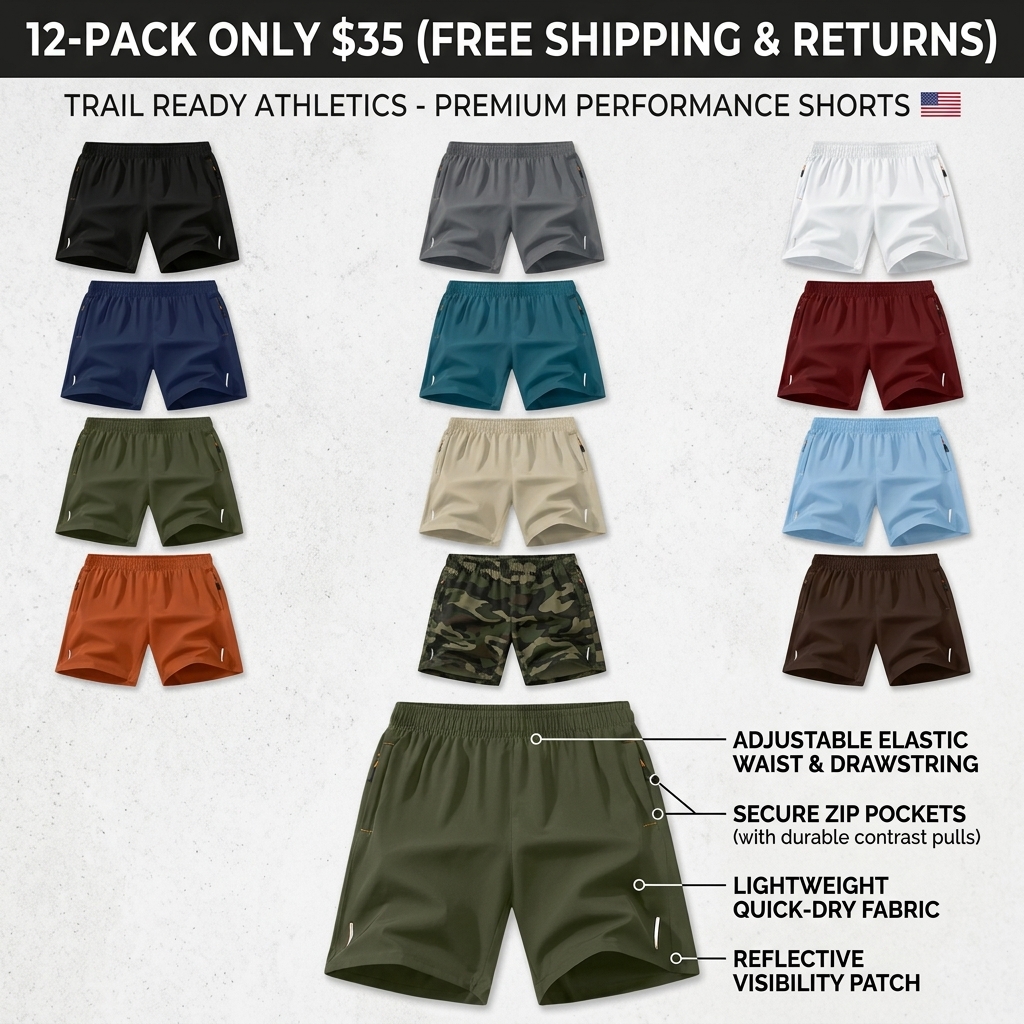 Men's Breathable 3/4-Length Cargo Shorts with Zipper Pockets