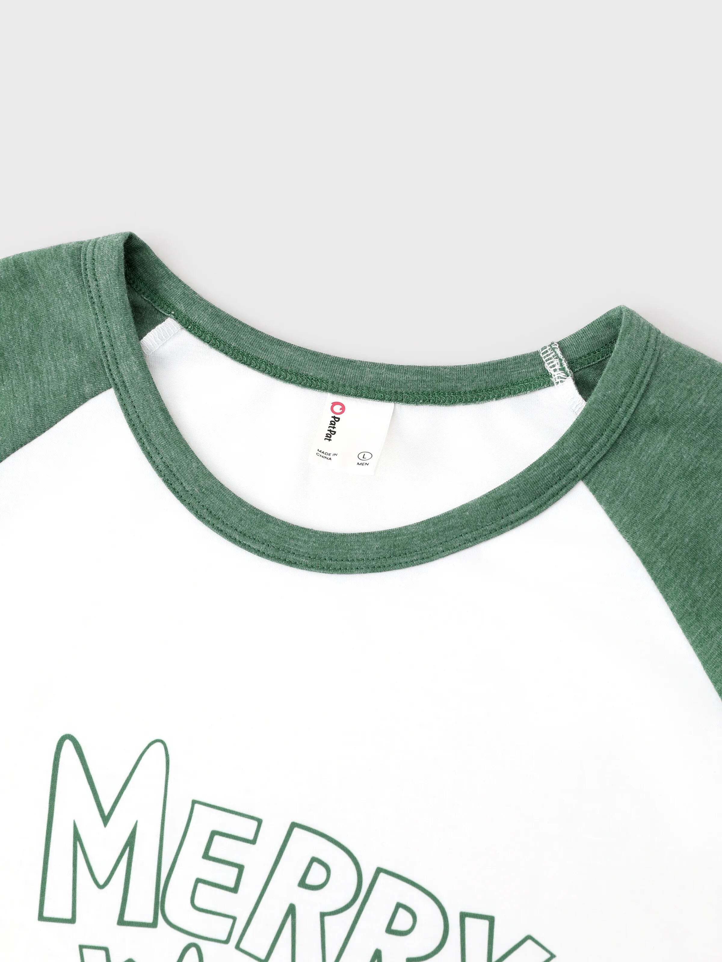 Christmas Matching Family Pajamas Set Reindeer and Snowflake Green Print PJS with Christmas Socks Dark Green