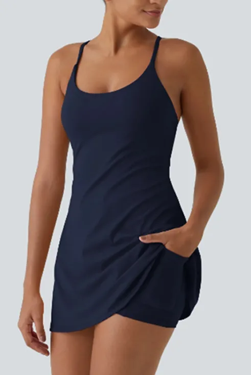Plush Backless 2-in-1 Flare Active Dress -Plus Size Workout Edition