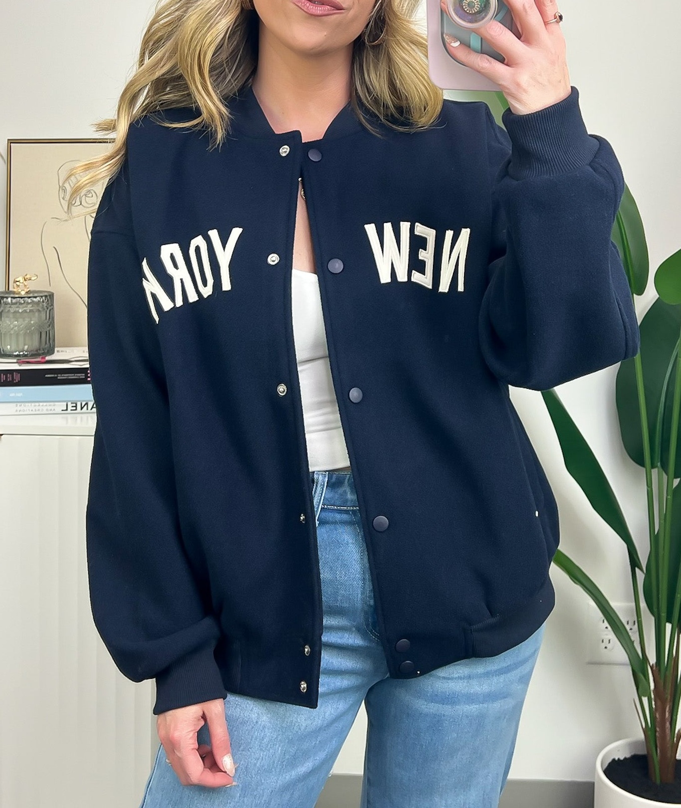 New York Button Up Varsity Jacket