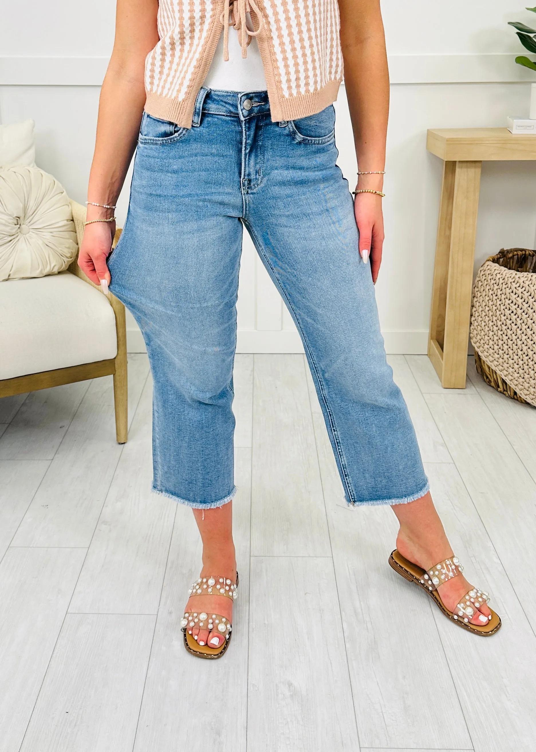 Lovervet A Cut Above Cropped Slim Wide Leg Jeans