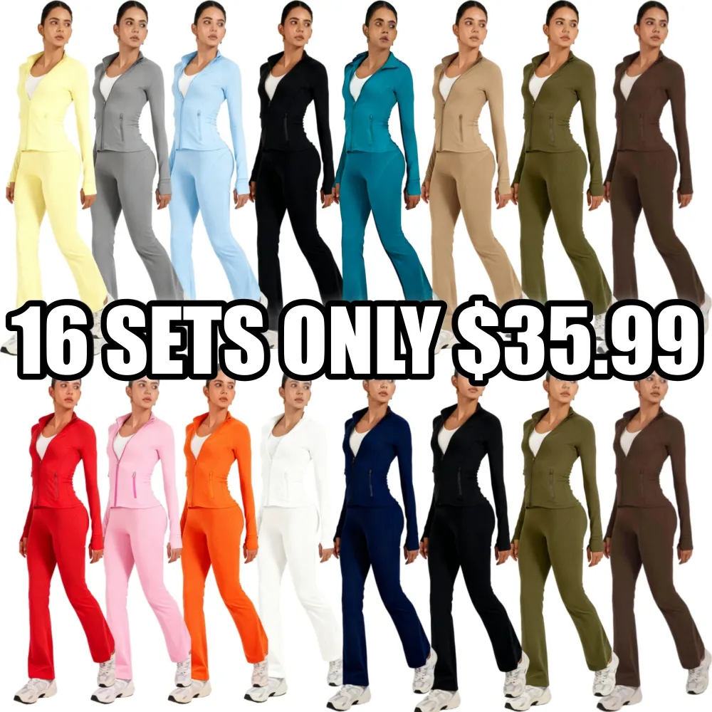 2PCS Slim-It BBL Jacket and Flare Leggings Daily Set