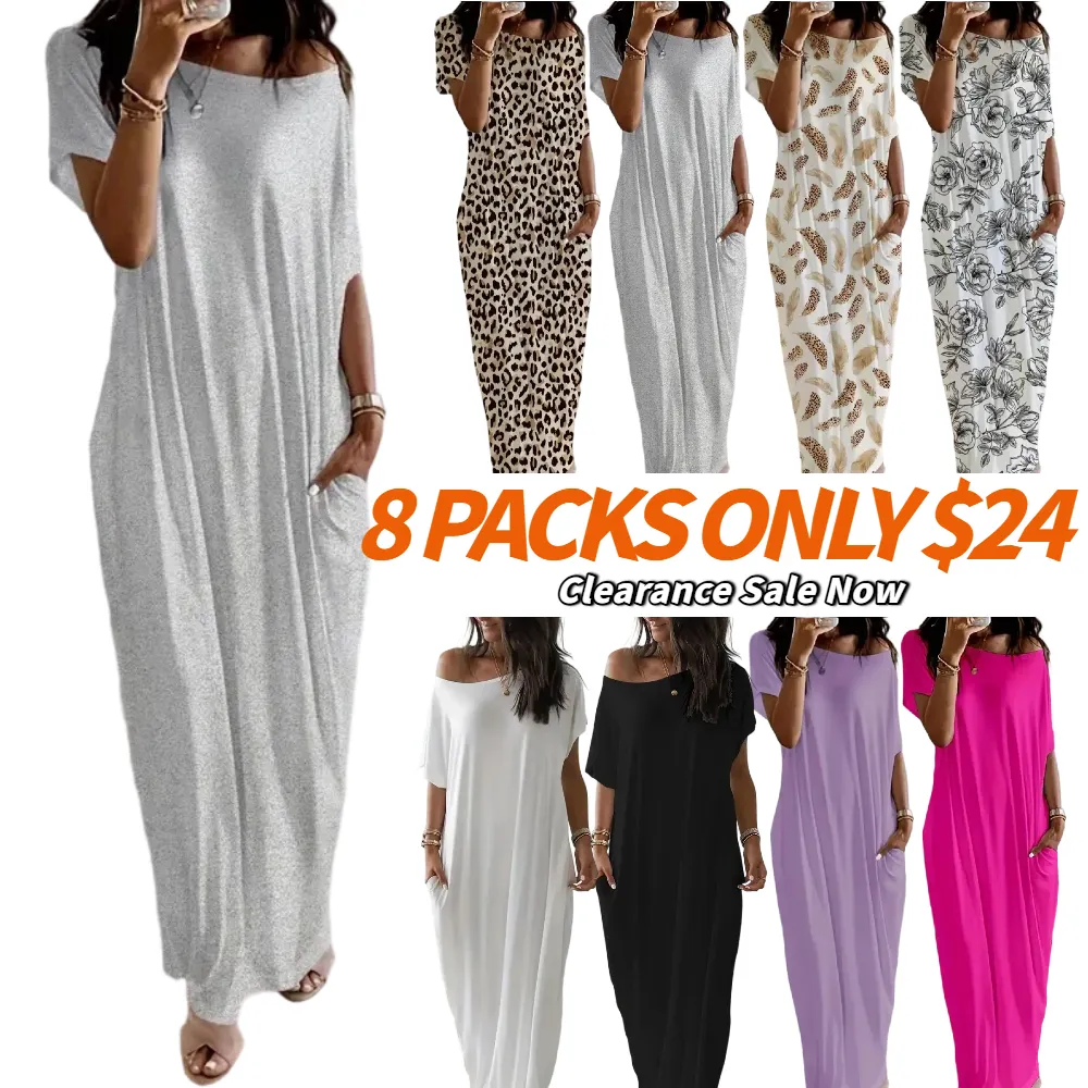 Women's Solid Color Batwing Sleeve Lounge Dress