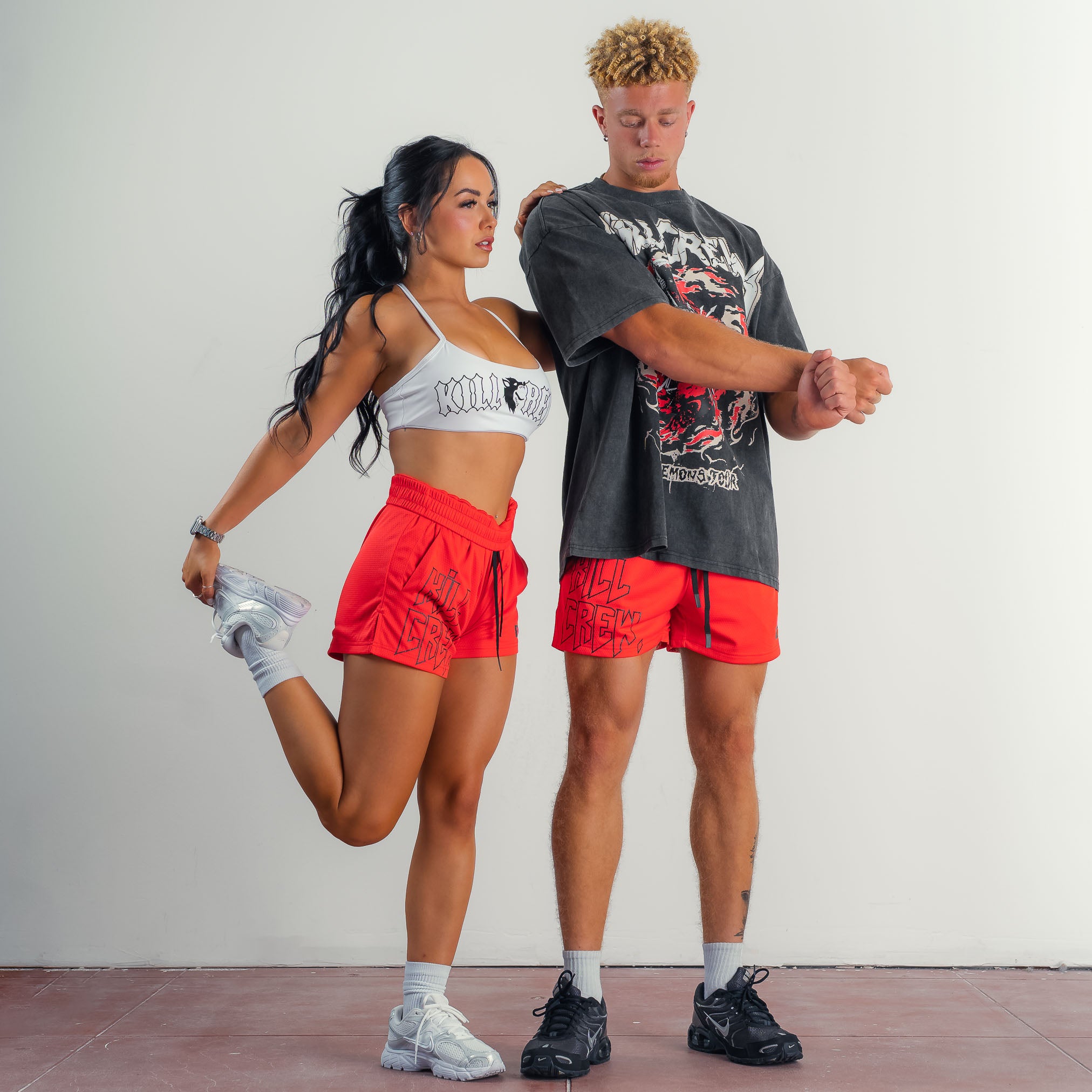 MUAY THAI SHORTS (MID THIGH CUT) v1 -  RED