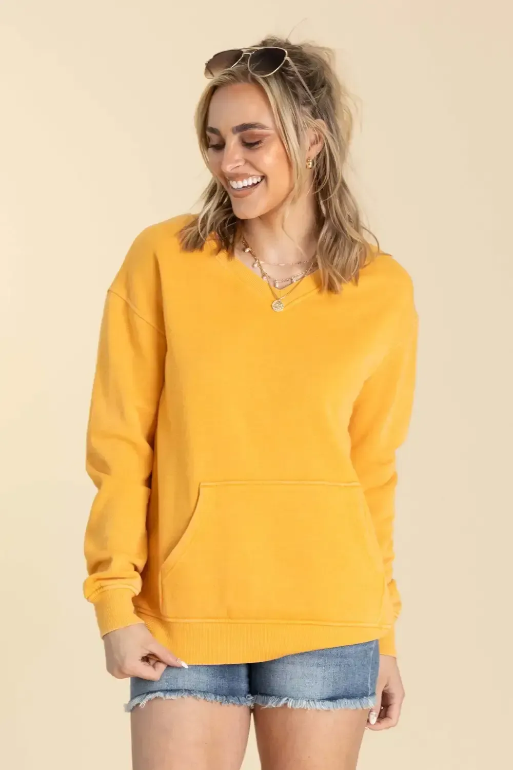 🔥Your Favorite Is Back! Pigment Dyed Cozy Campfire V-Neck Sweatshirt
