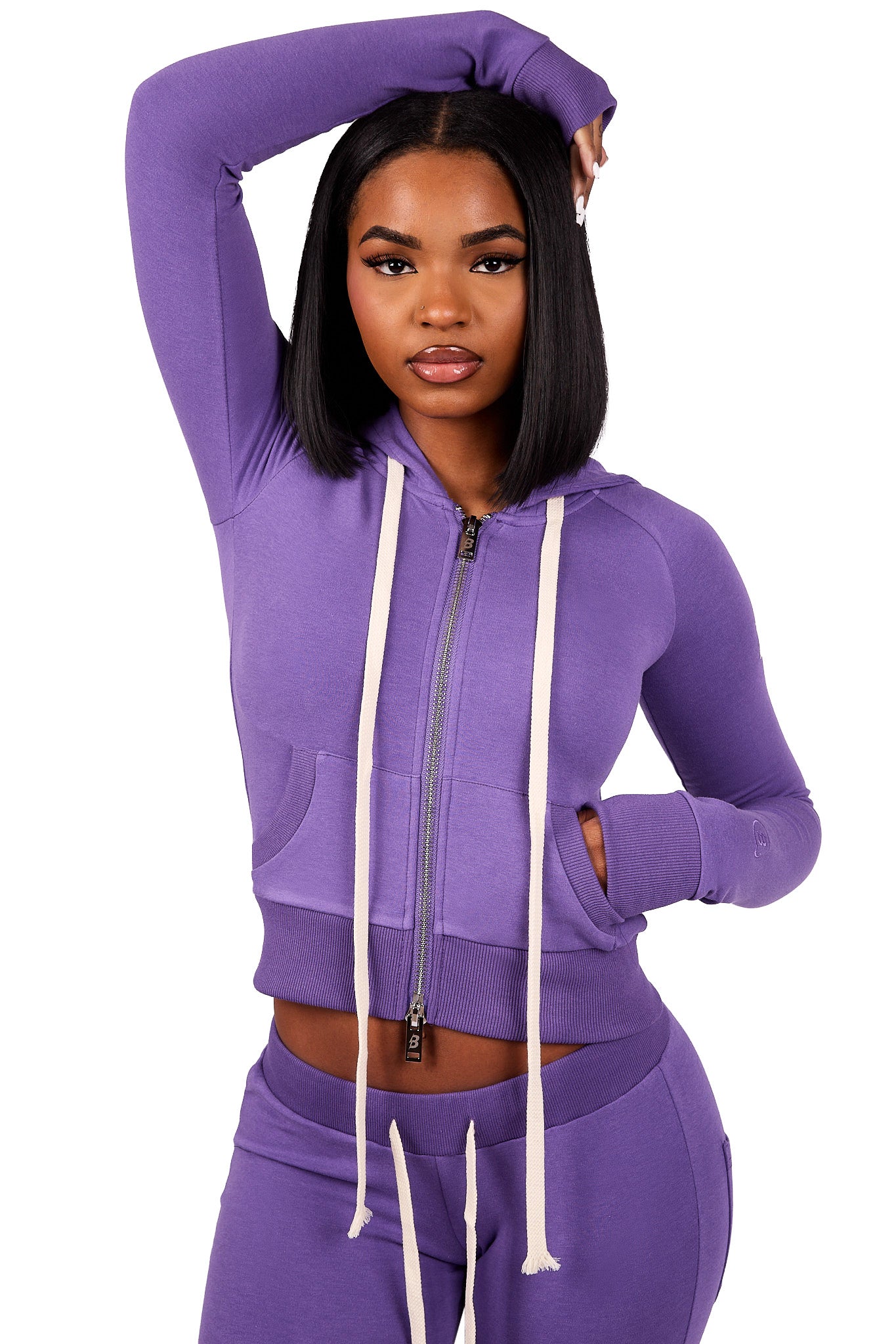 BODY KNITWEAR ZIP HOODIE (VIOLET)