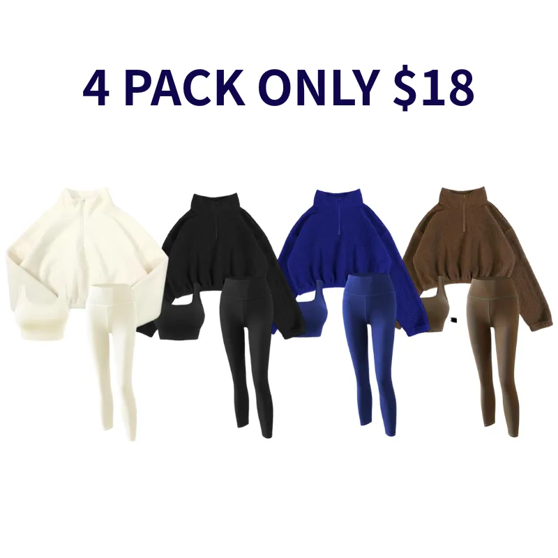 Women's Solid Thermal Lined Tracksuit Set