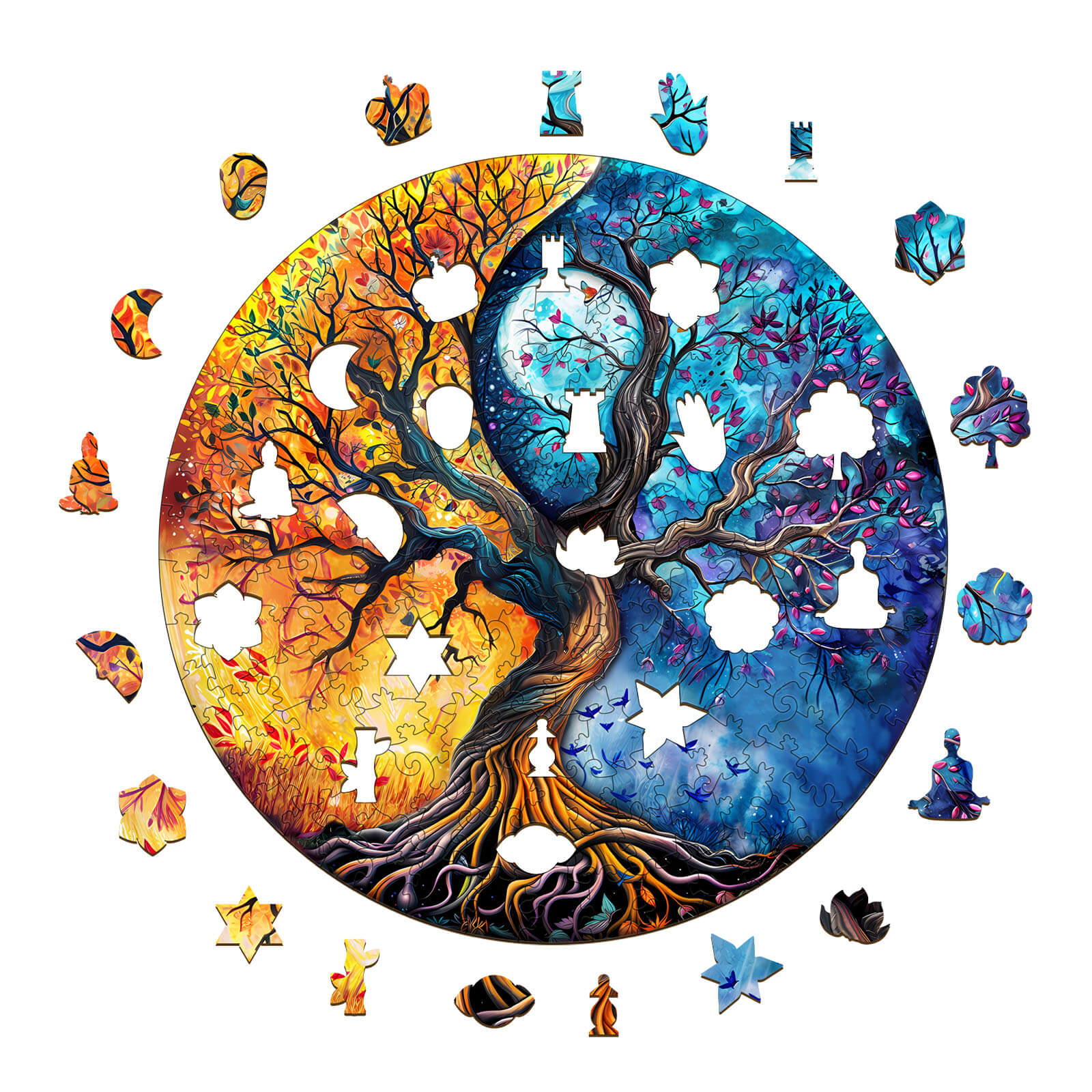 Yin Yang Tree of Life-9 Wooden Jigsaw Puzzle