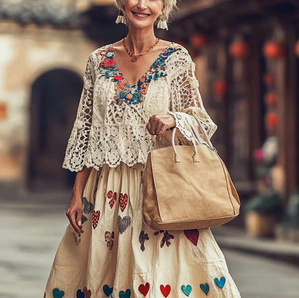 Vintage Loose Linen Patchwork Dress bac5