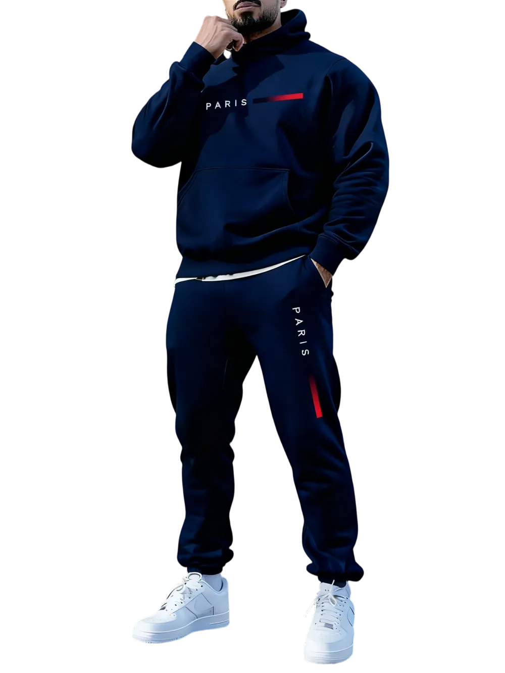 Men's Paris Letter Printed Hoodie Set - Fall & Winter Casual