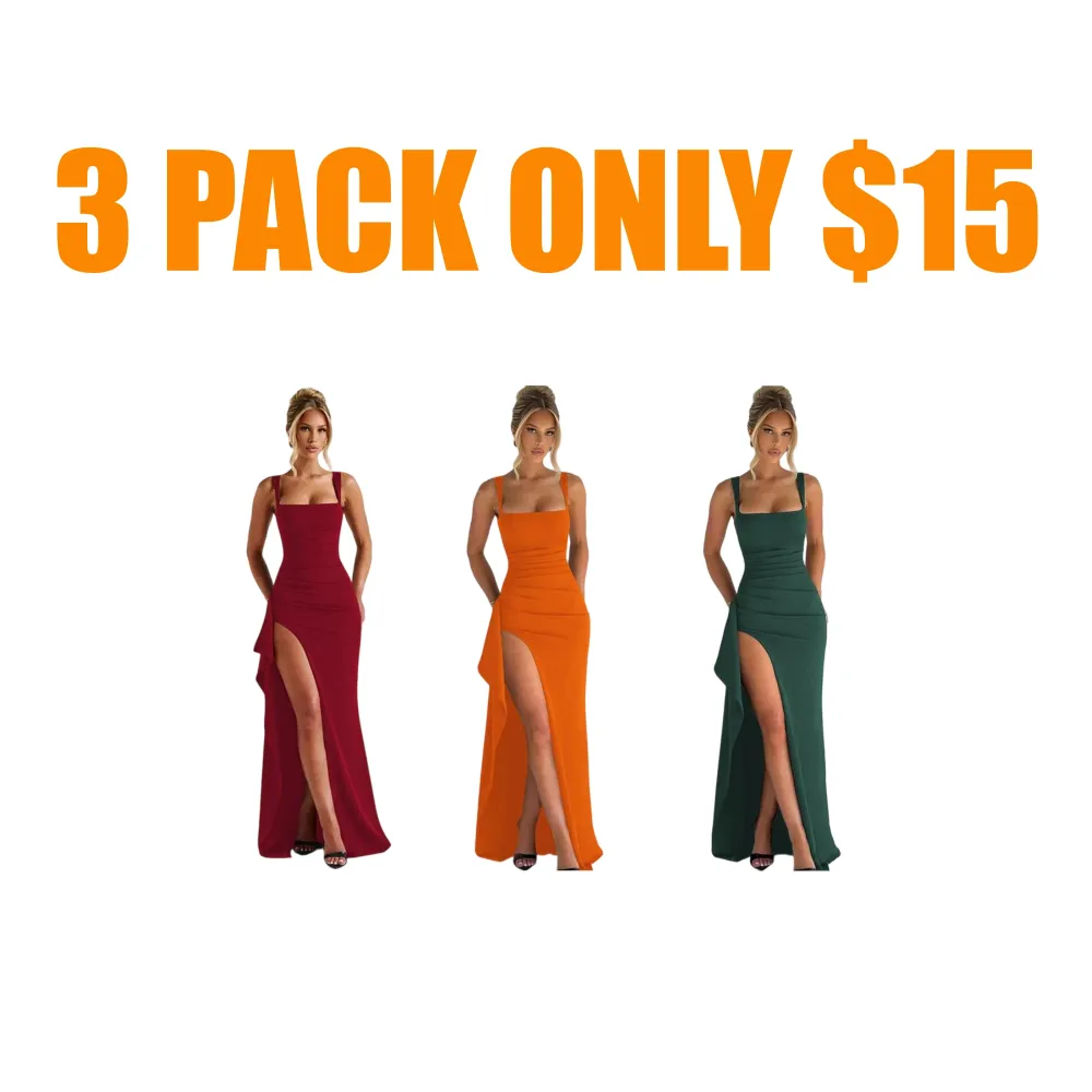 Women's Plain Split Thigh Backless Dress