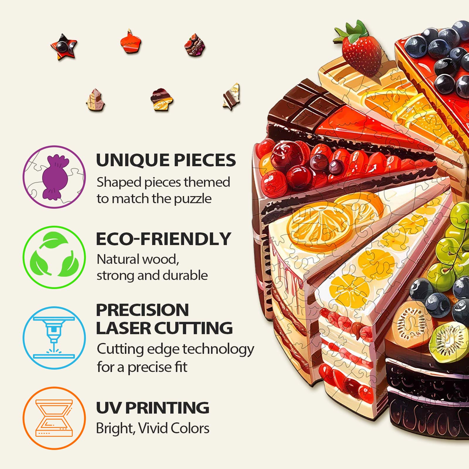 Delicious Cake Wooden Jigsaw Puzzle