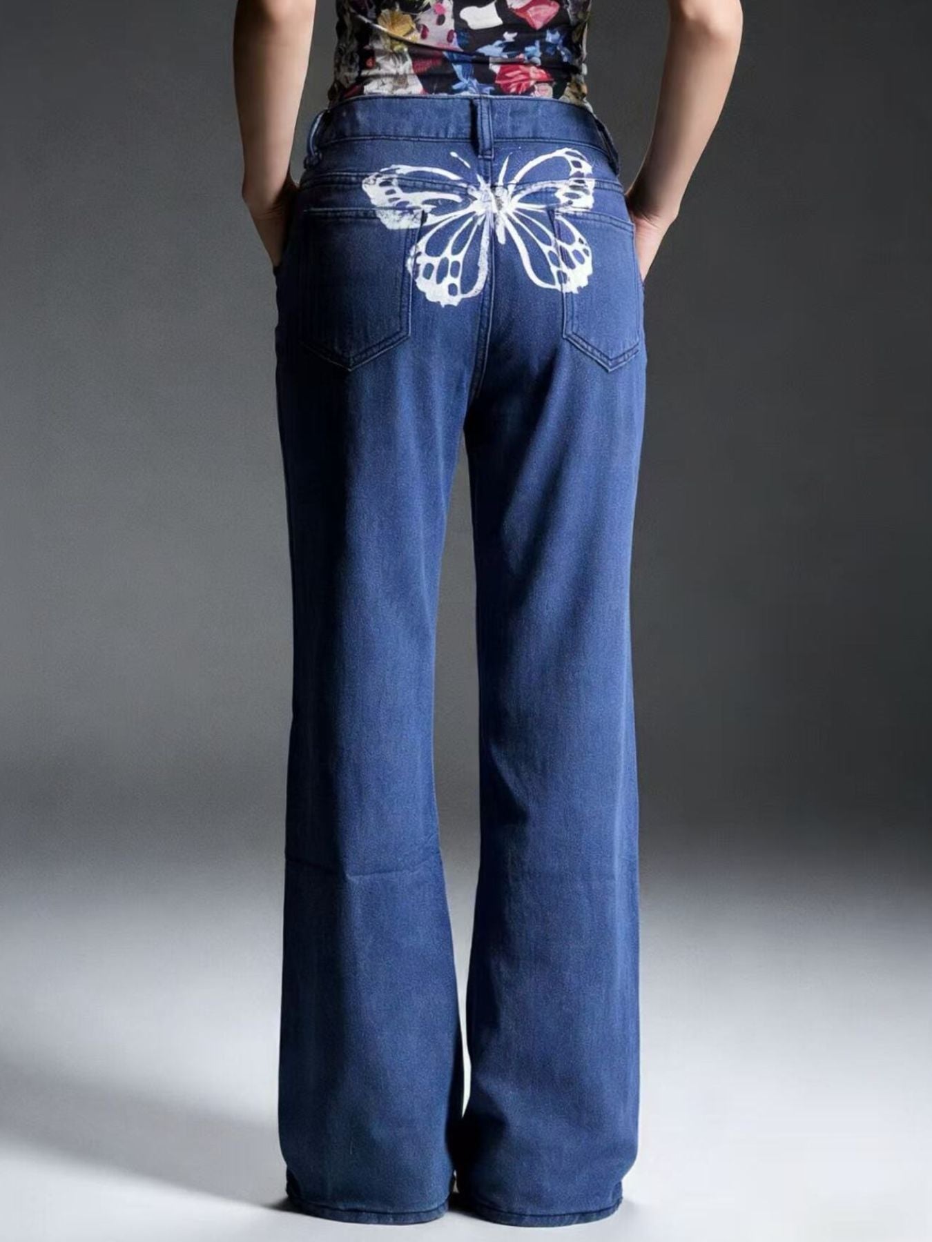 Butterfly Back Wide Leg Jeans