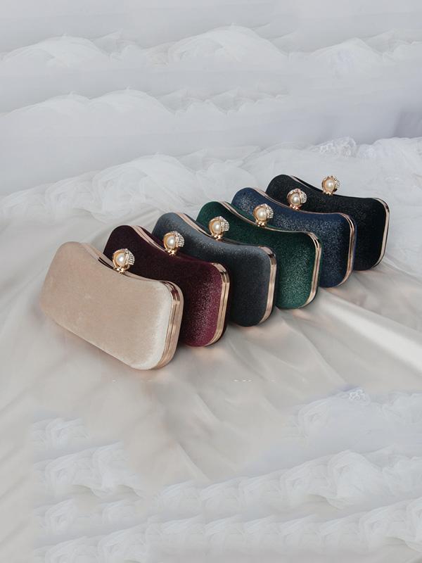 Vintage Solid Color Velvet Hand Bag