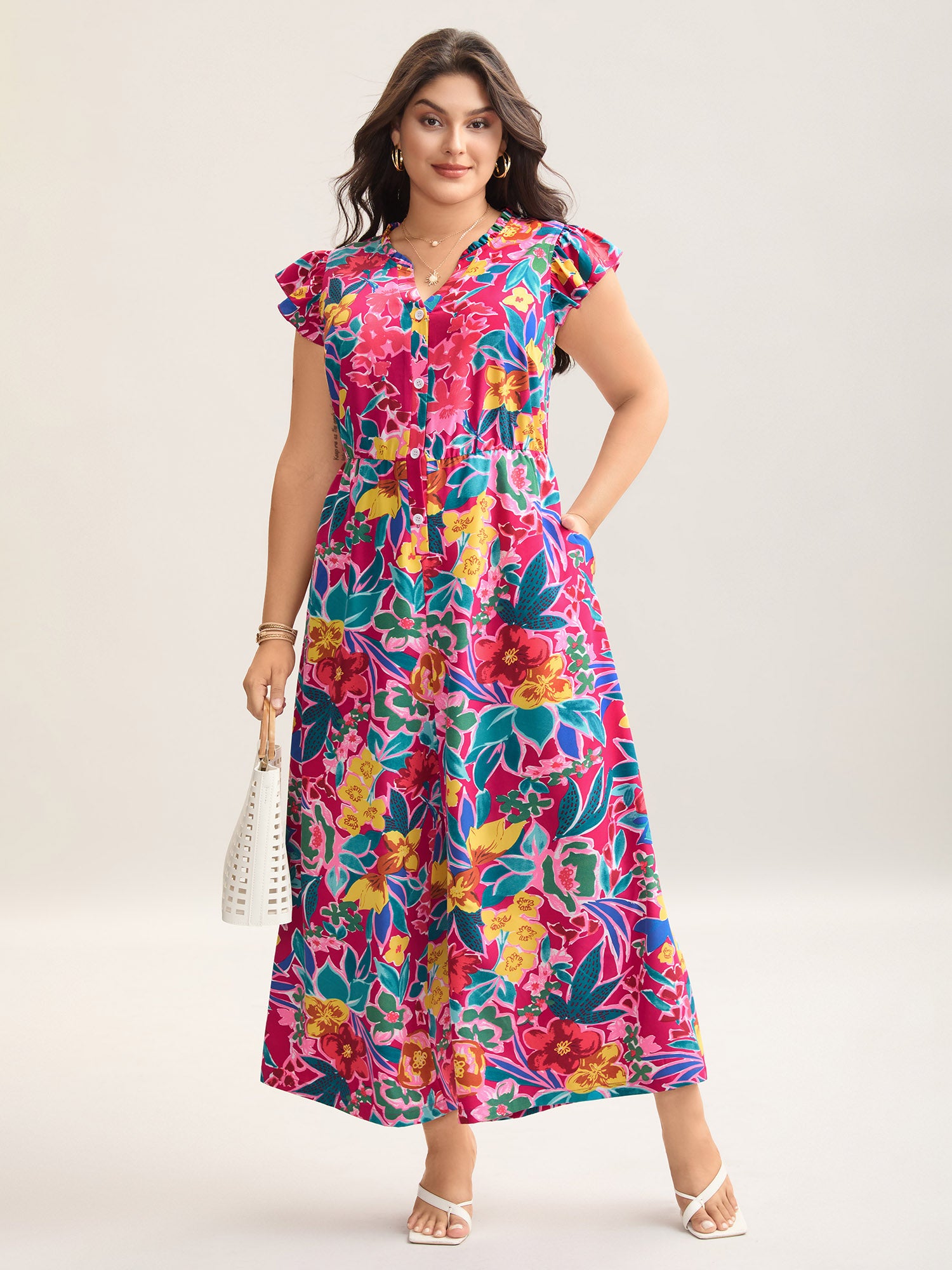 Sunkissed Floral Print Button Wide-Leg Jumpsuit