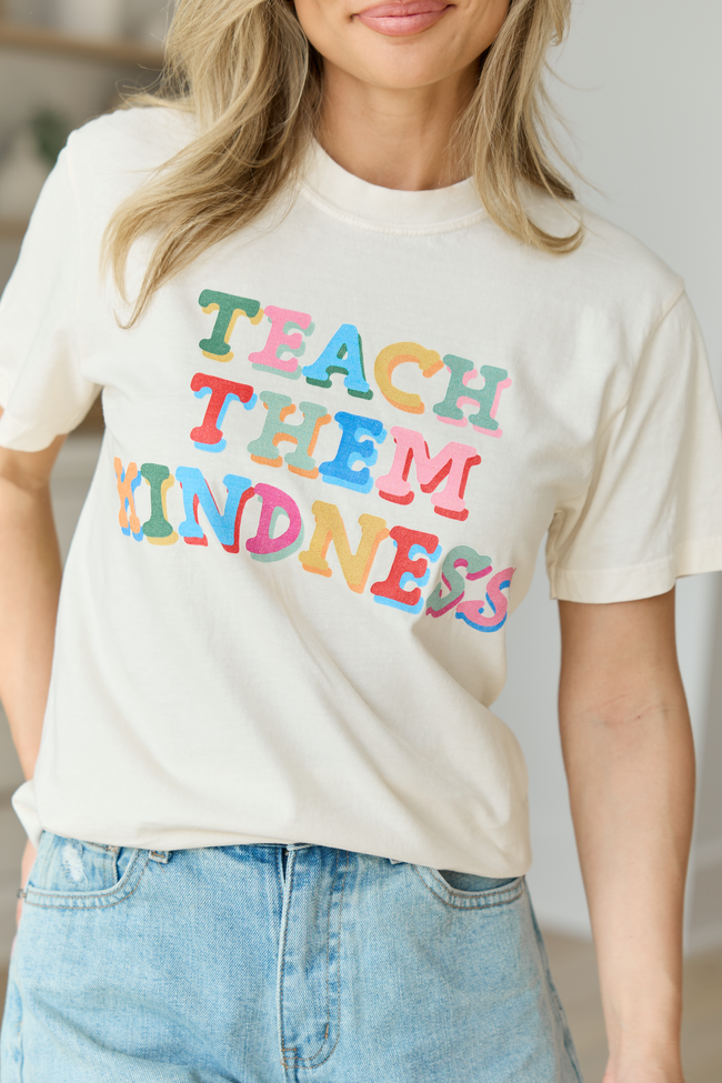 Teach Them Kindness Ivory Graphic Tee
