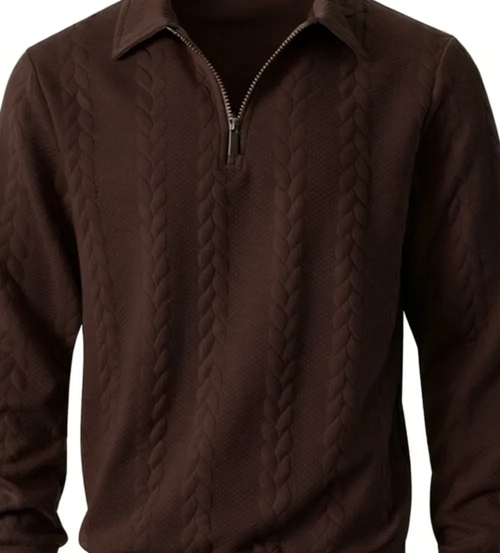 Final Hours!🔥 Up to 90% Off: Men's Premium Long Sleeve Knit Polo Sweatshirt - Essential Winter Style
