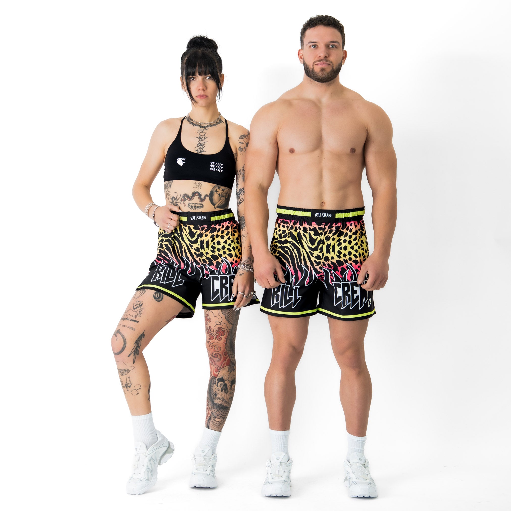 BSEM FIGHT SHORTS (THAI CUT) - YELLOW / PINK