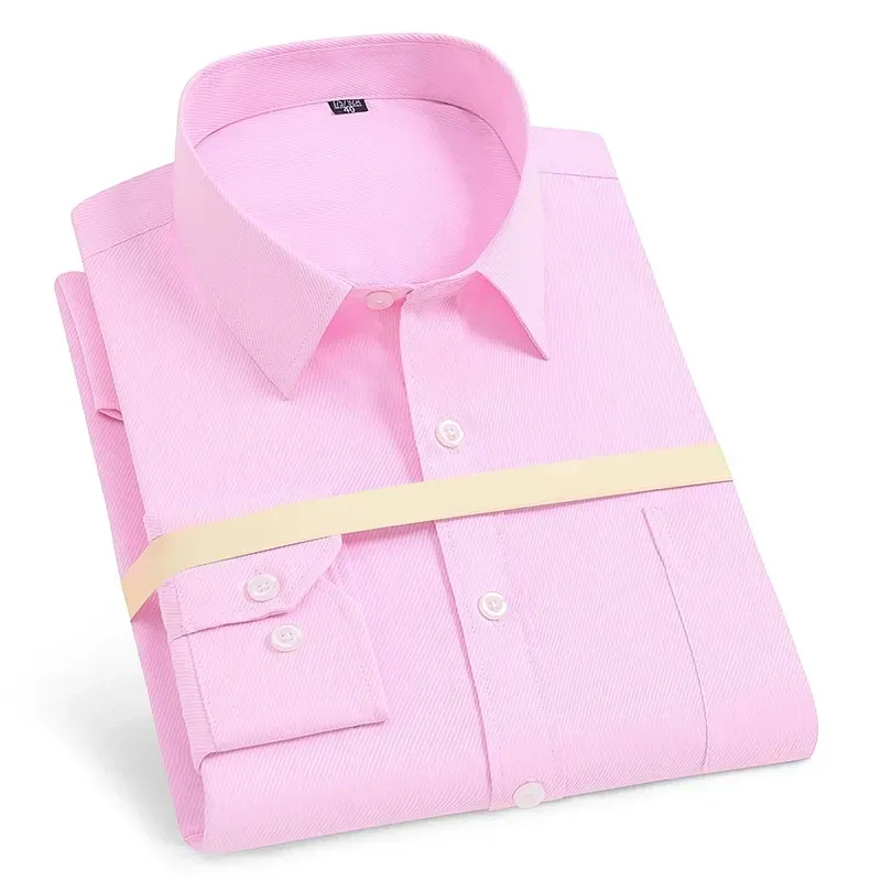 Men'S Long Sleeve Business Solid Color Cotton Breathable Shirt