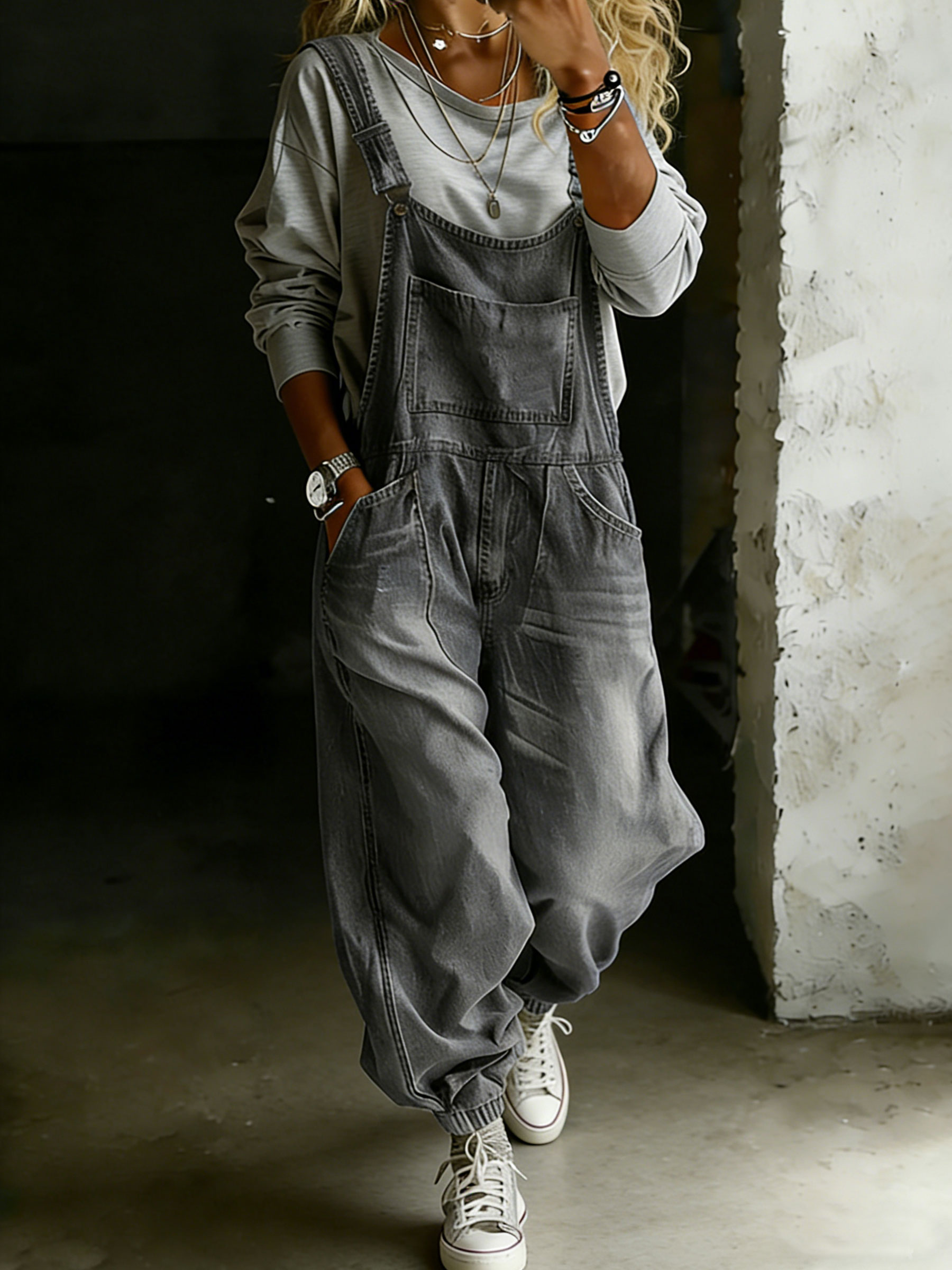 Women’s Casual One Piece Denim Jumpsuit