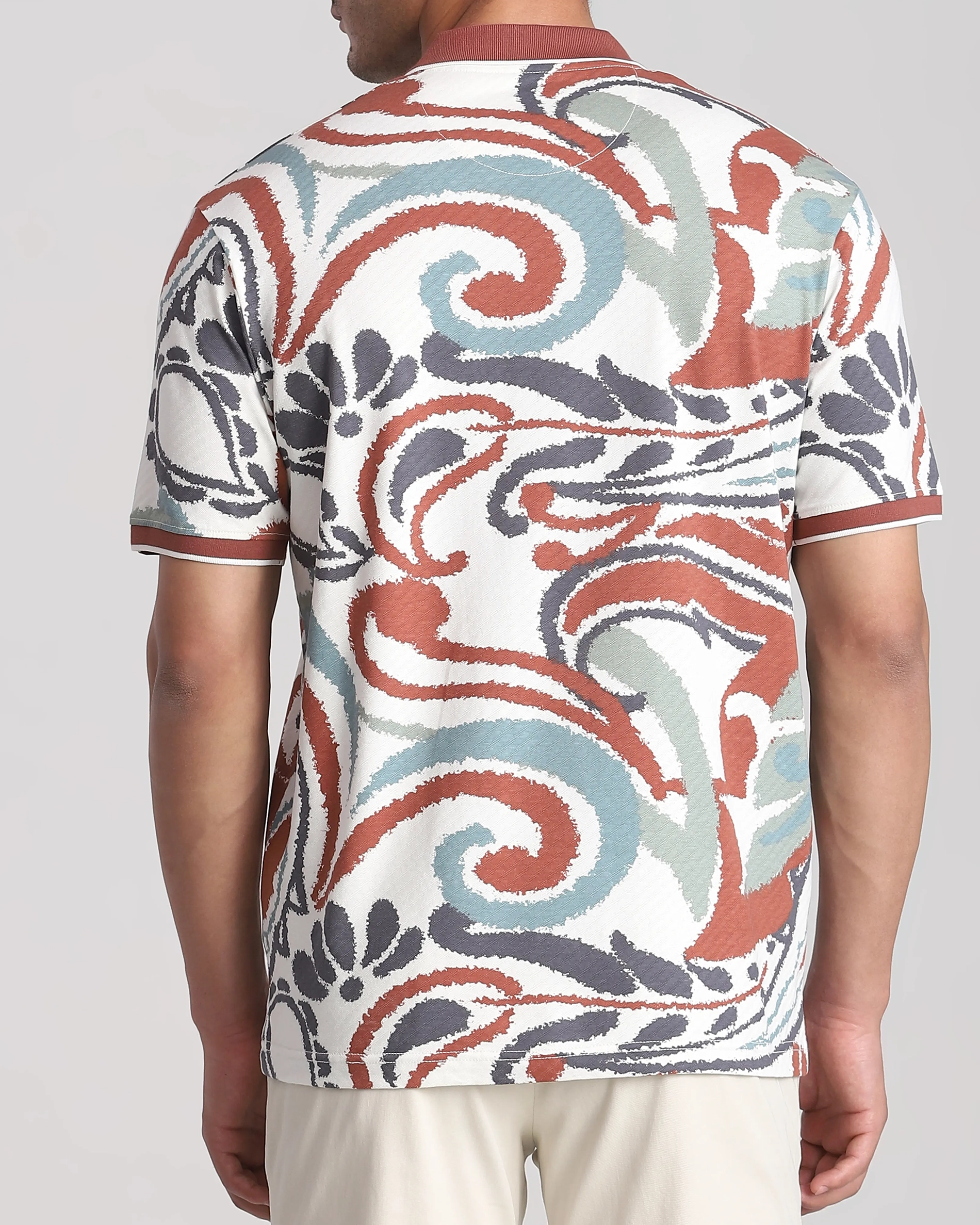 Casual Minimalist Personality Brown Printing Polo Shirt