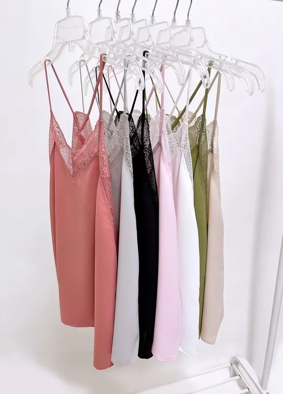 Lace Cami Solid Tank Top