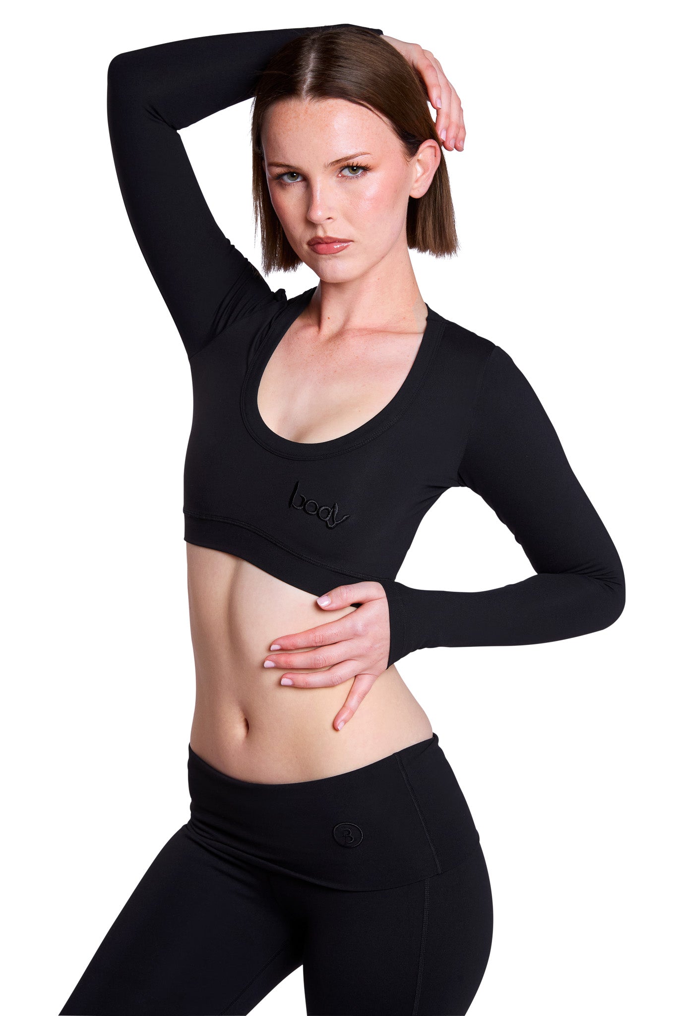 YOGA LONG SLEEVE CROP TOP (MIDNIGHT BLACK)