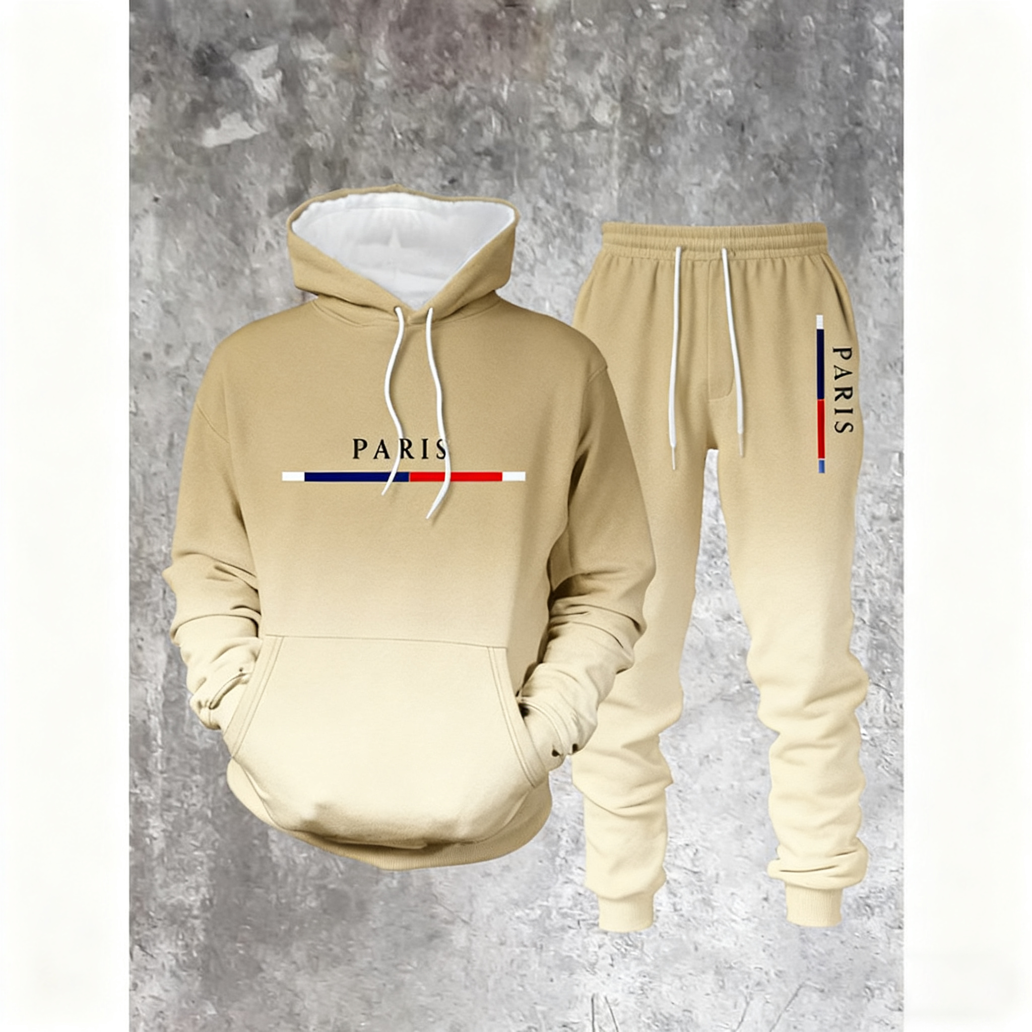 Men’s Black & Red Gradient Hoodie and Pants Set