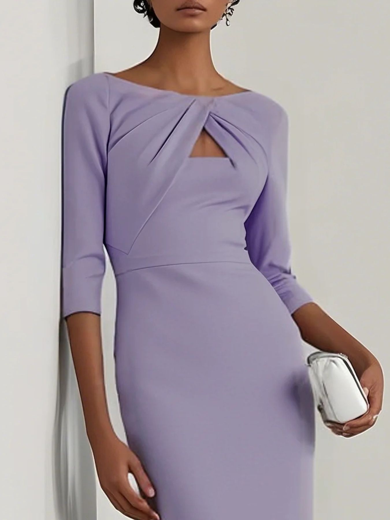 Twist-Front Cutout Midi Dress