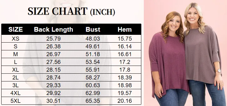 Raised Rib Easy-Fit Dolman 3/4 Sleeve Top