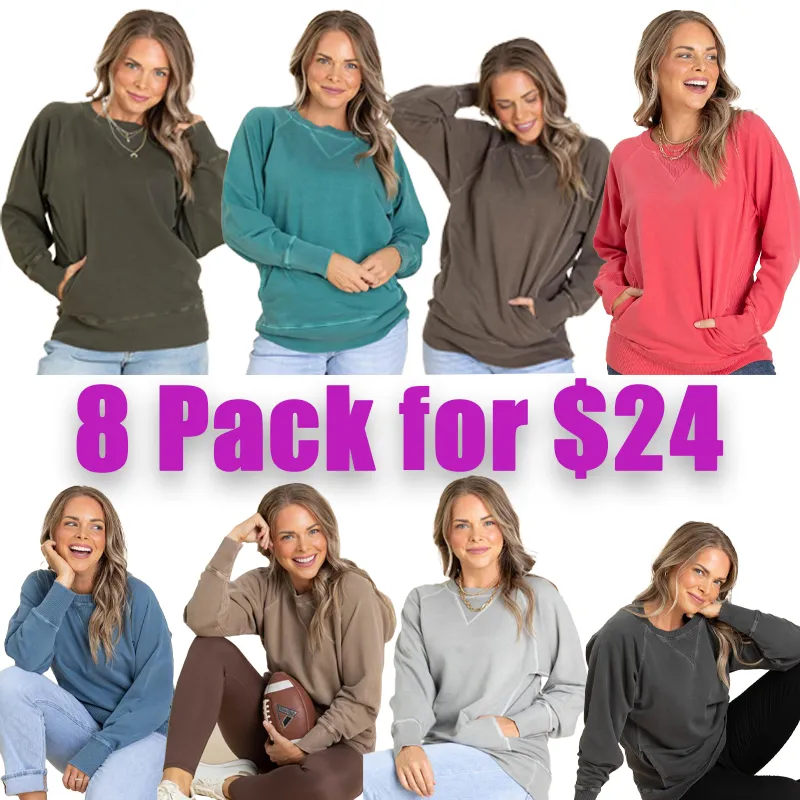 Pigment Dyed Crewneck Sweatshirts With Pockets