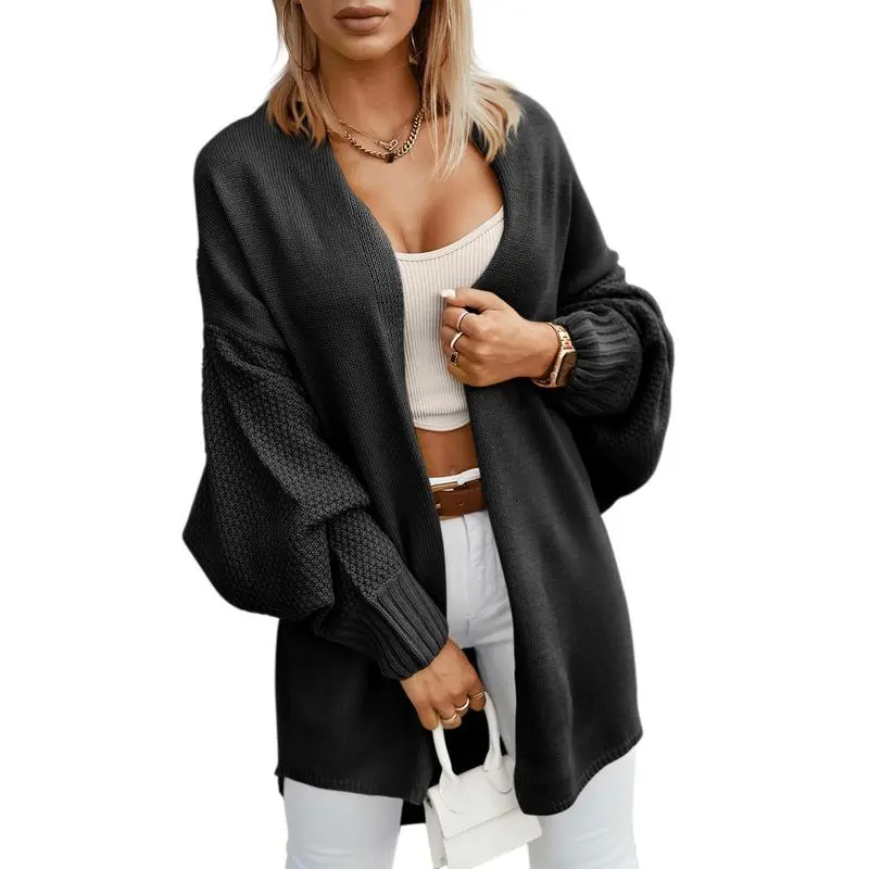 Women's Fall Cardigans Open Front Batwing Sleeve Knit Oversized Long Cardigan Sweaters