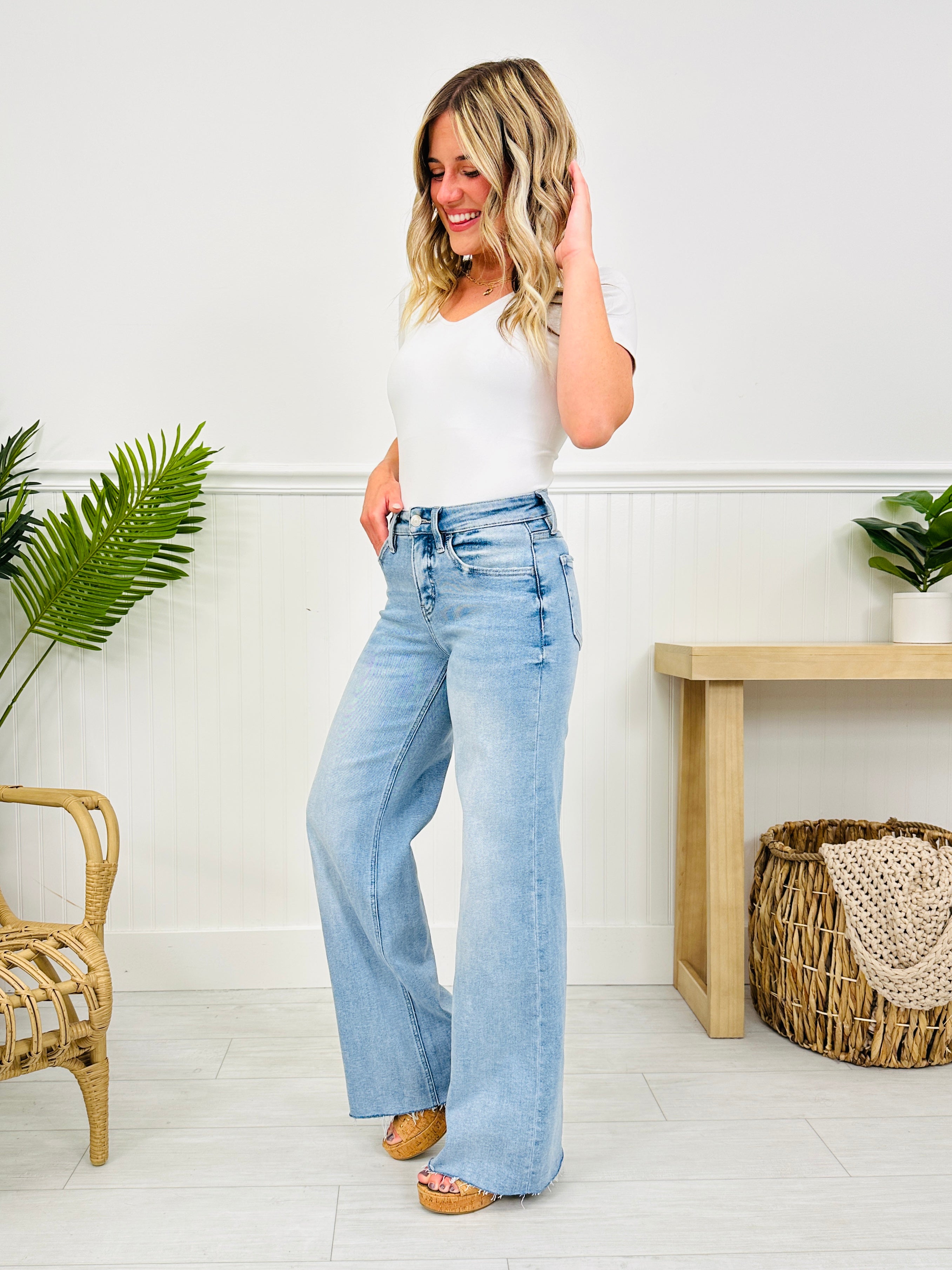 Power Moves Tummy Control Slim Wide Leg Jeans