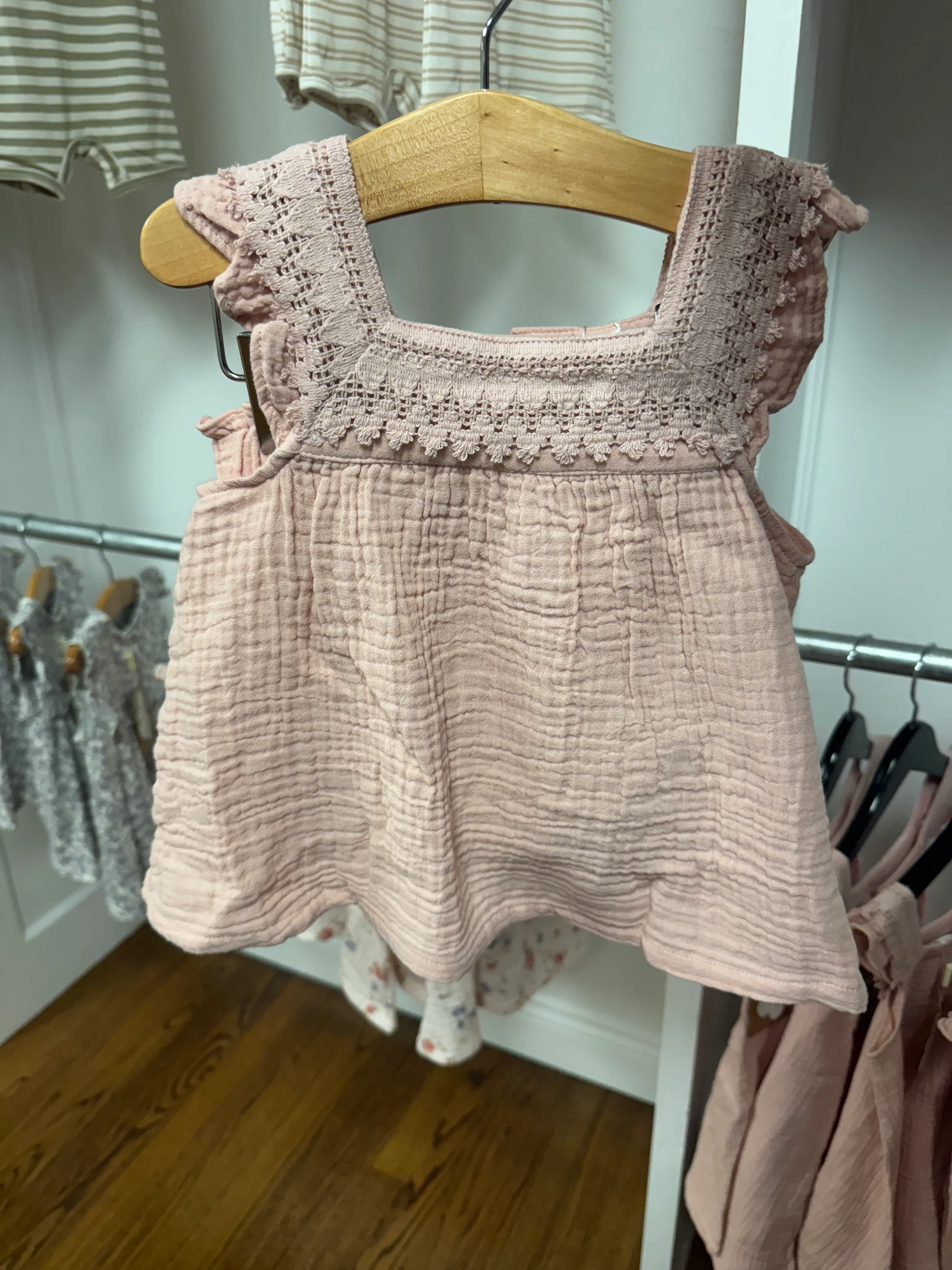 Baby Girls Muslin Oxford Bloomer Set