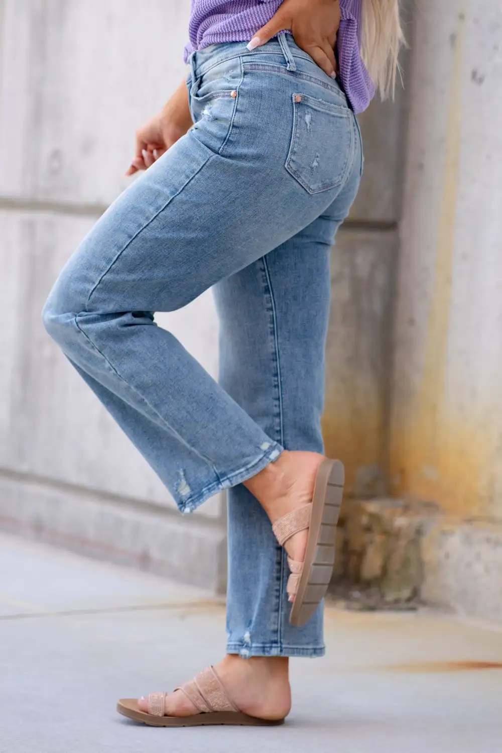 Downtown Vibe Mid Rise Distressed Straight Regular & Plus Sizes