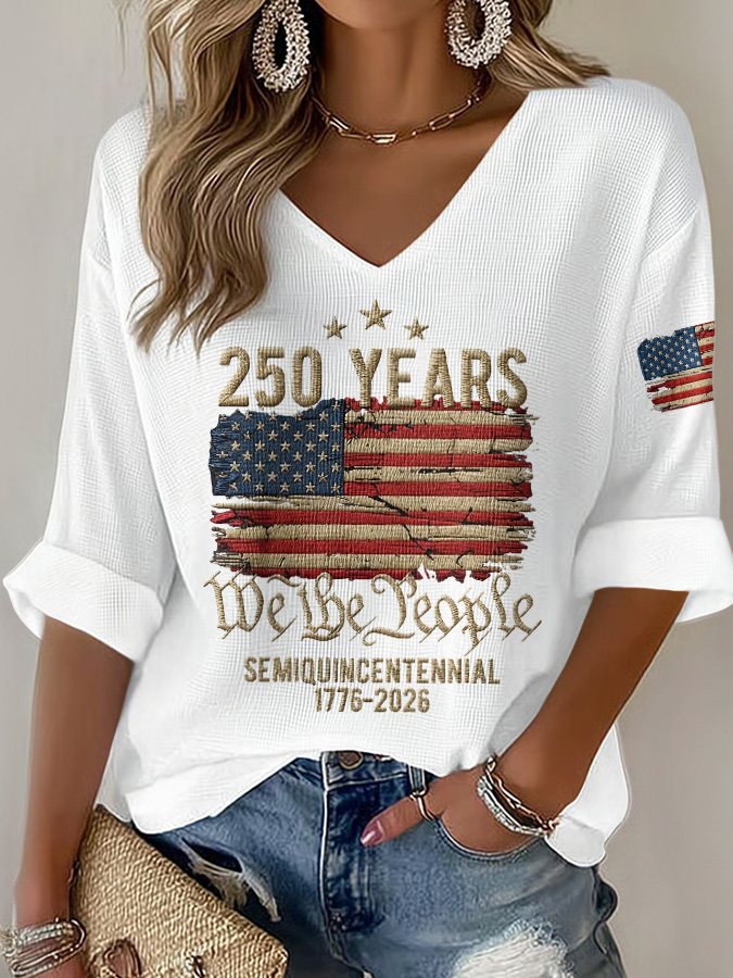 Women'S Retro American Independence Day Printed Casual Top