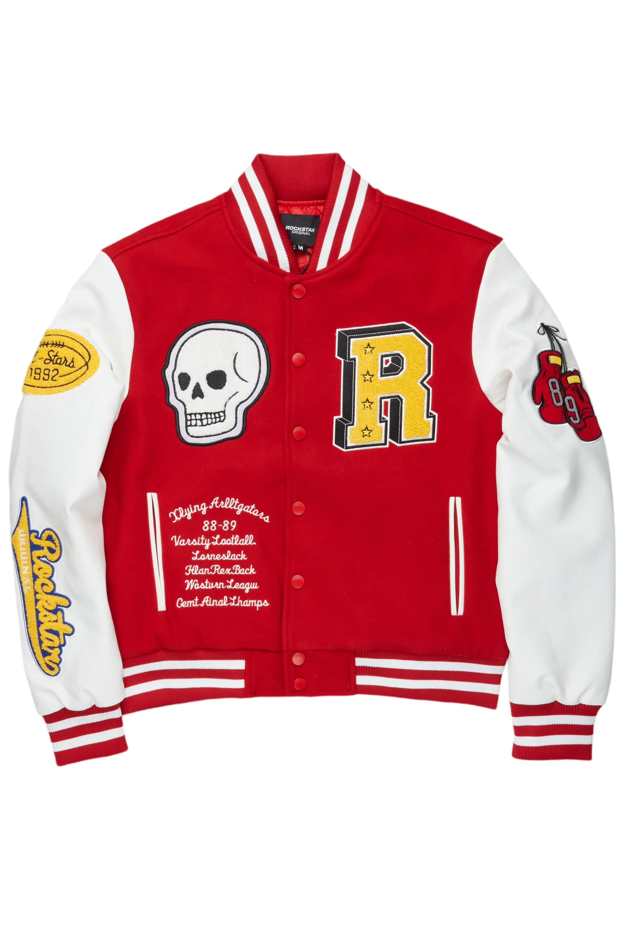 Ahjalee Red Oversized Varsity Jacket