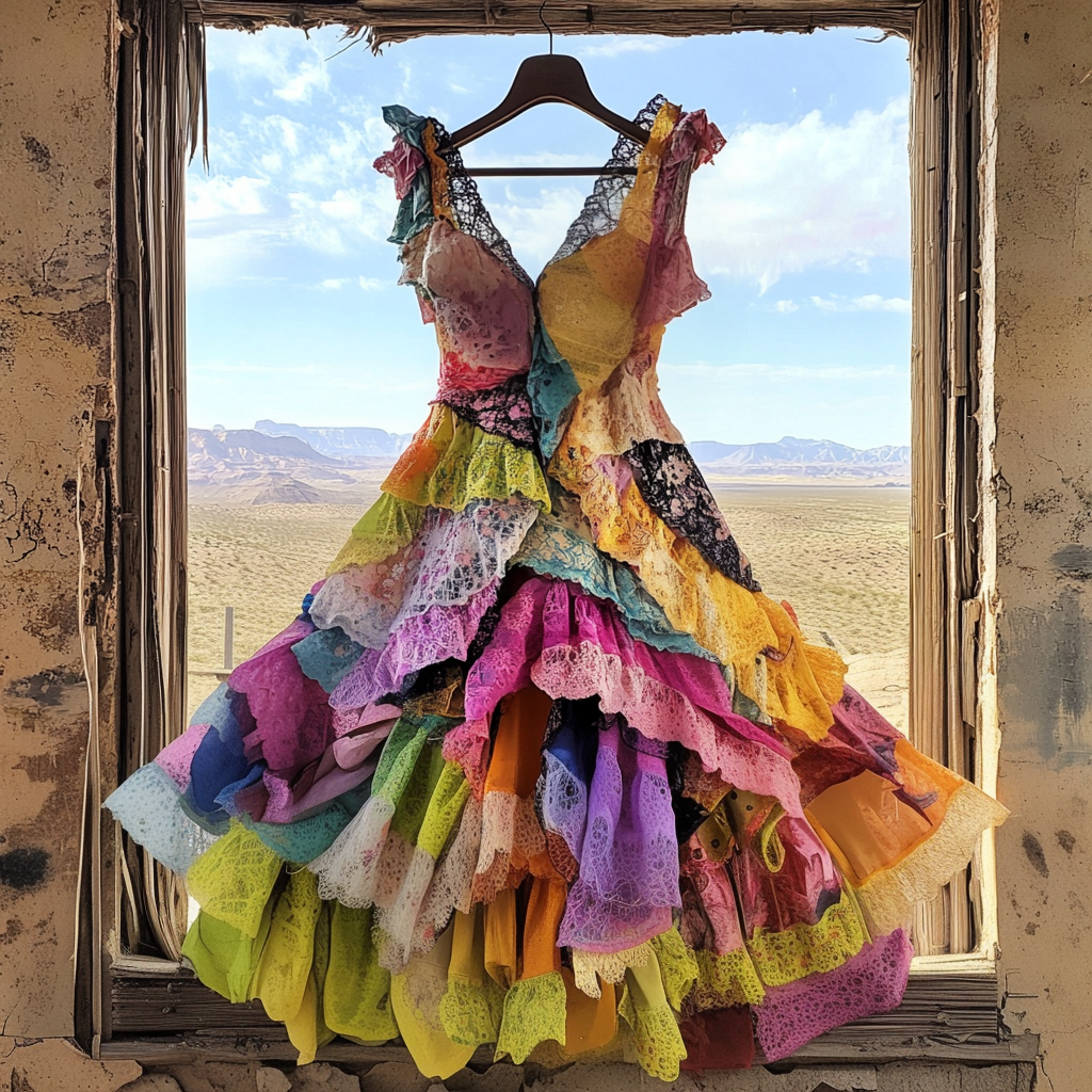 Windowsill Summer Romantic Lace Ruffle Dress 22es