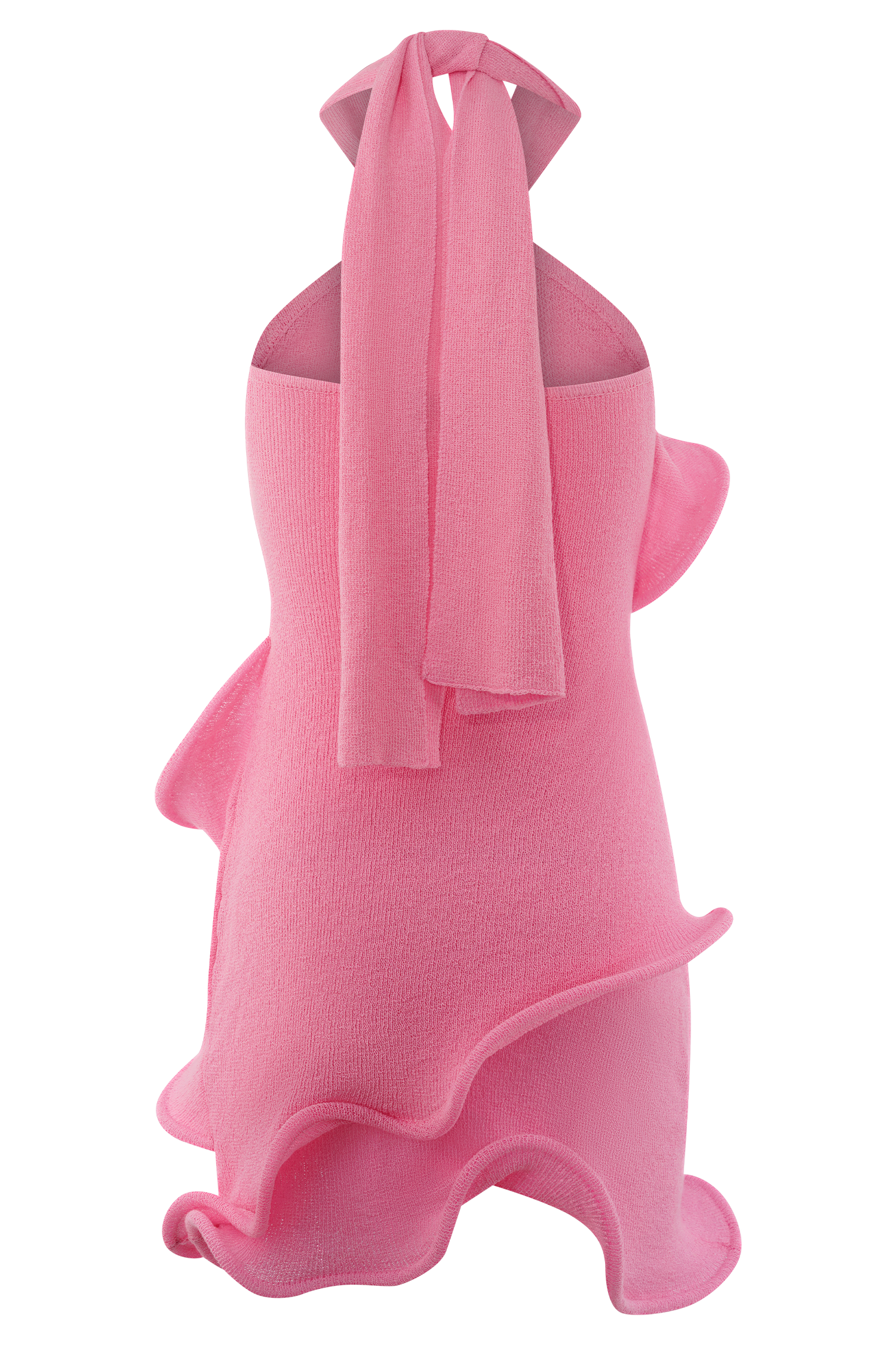 Pink Halter Knit Mini Dress