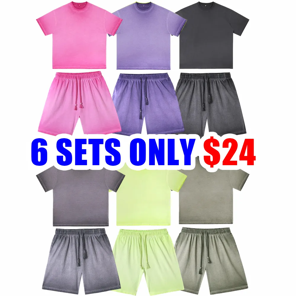 Vintage Washed Cotton T-Shirt & Shorts Set