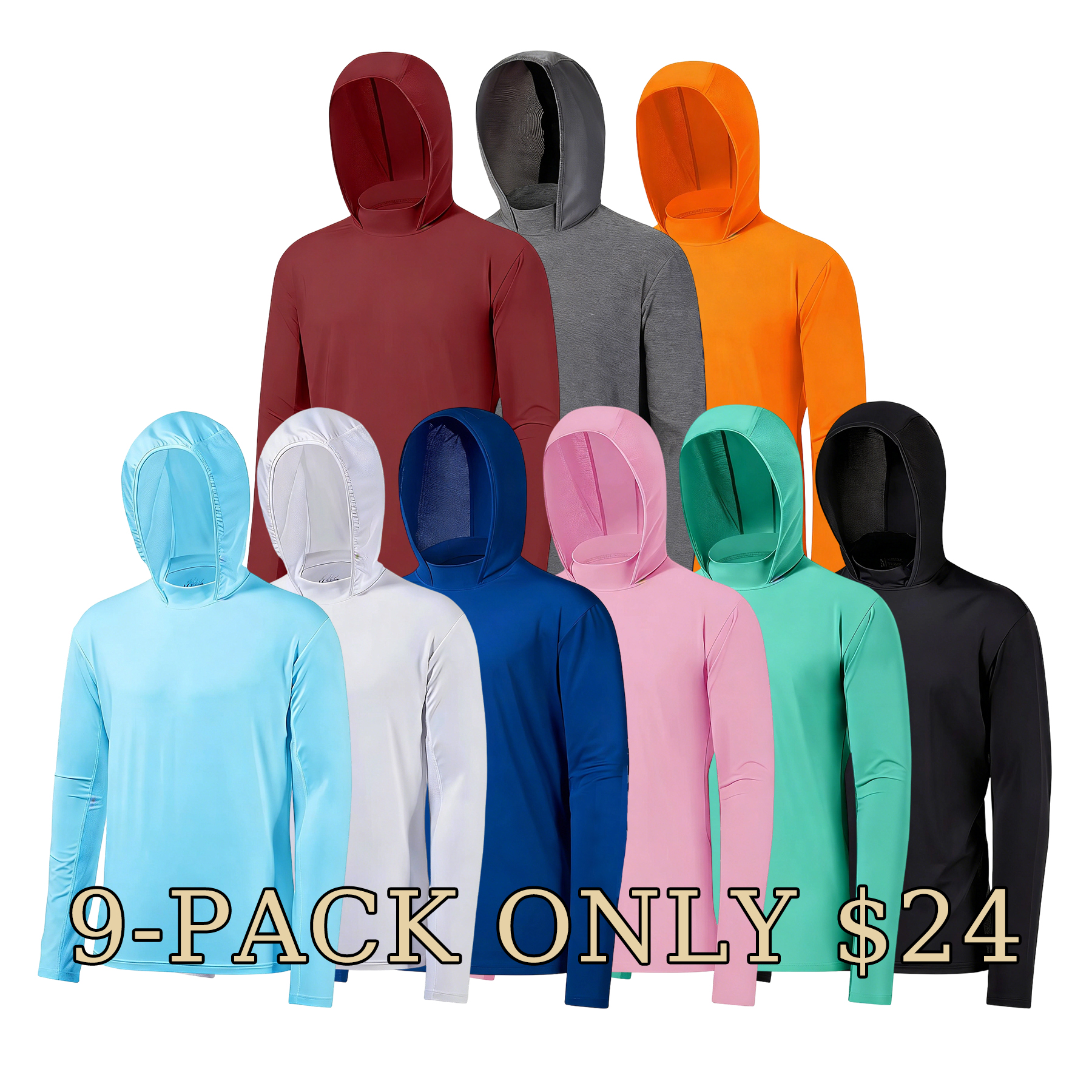 Men’s UPF50+ Quick-Dry Hooded Sun Protection Shirt