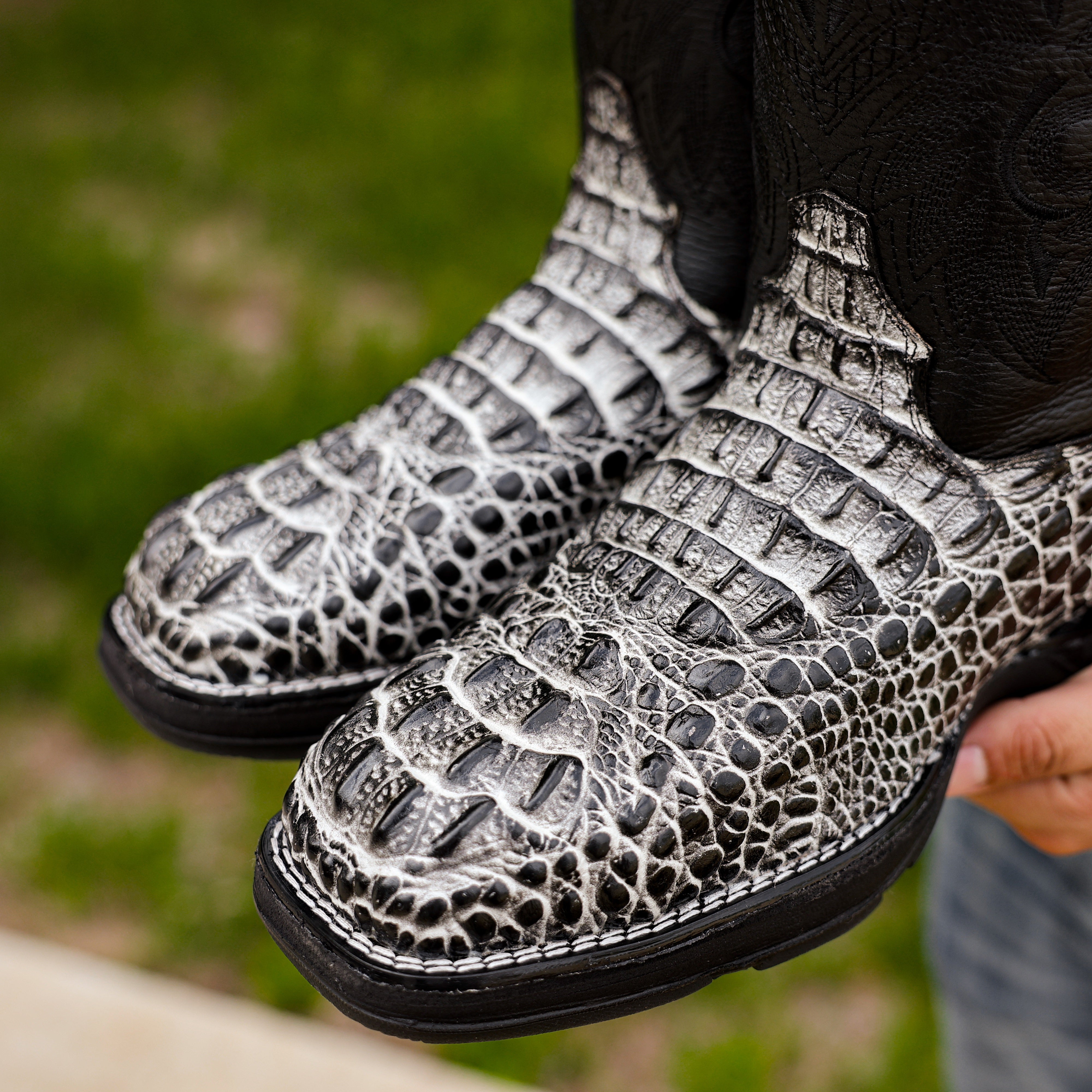 Eclipse Caiman Neck Leather Boots With 3D Lightweight BLACK EDITION Sole - Composite Toe