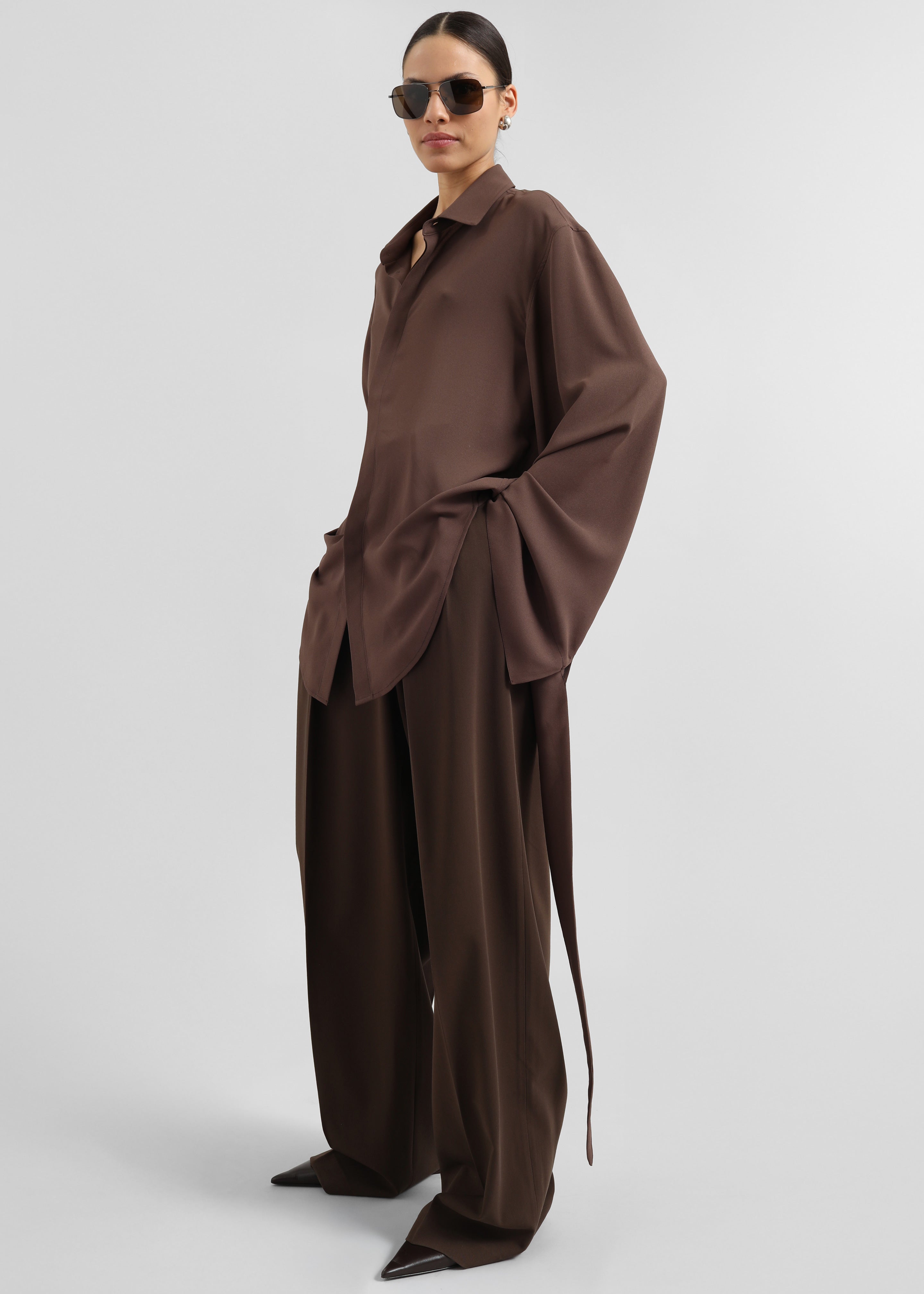 Tansy Pleated Trousers - Chocolate