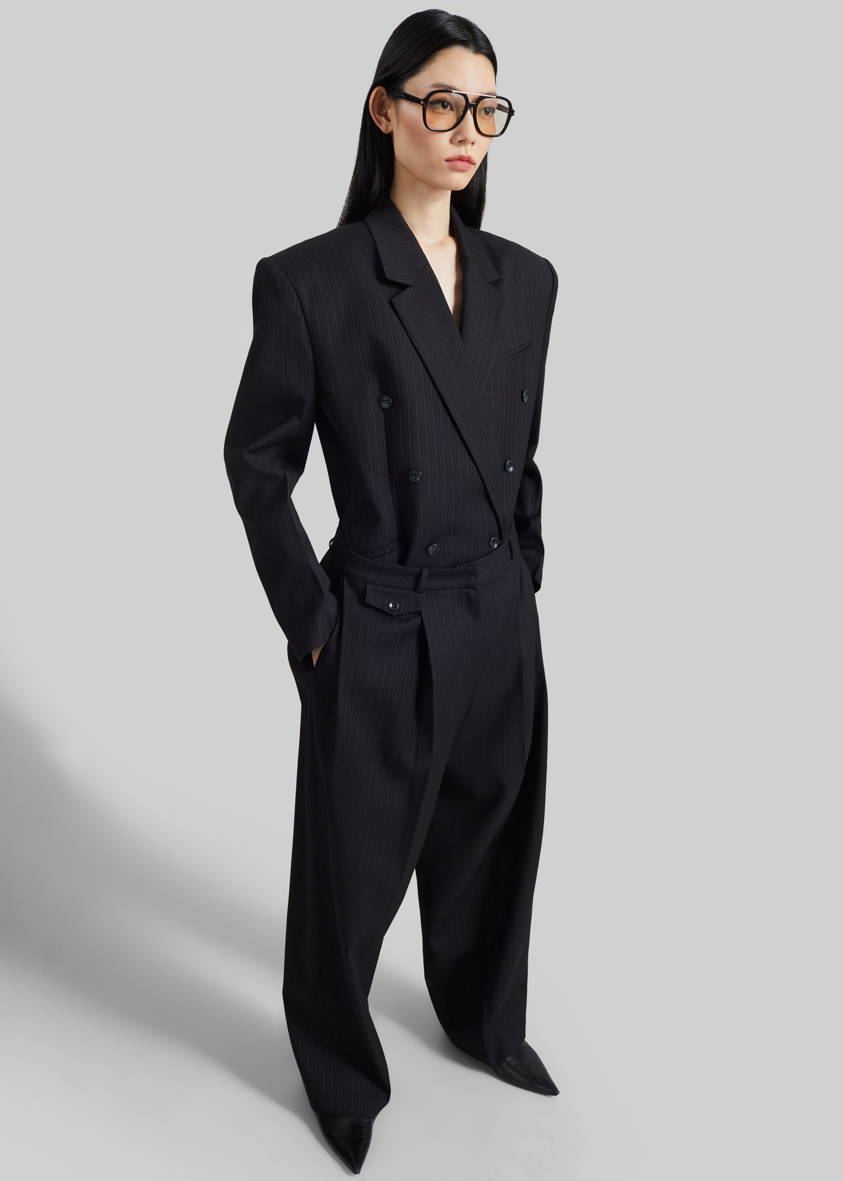 Helmond Double-Breasted Blazer - Black Multi Stripe