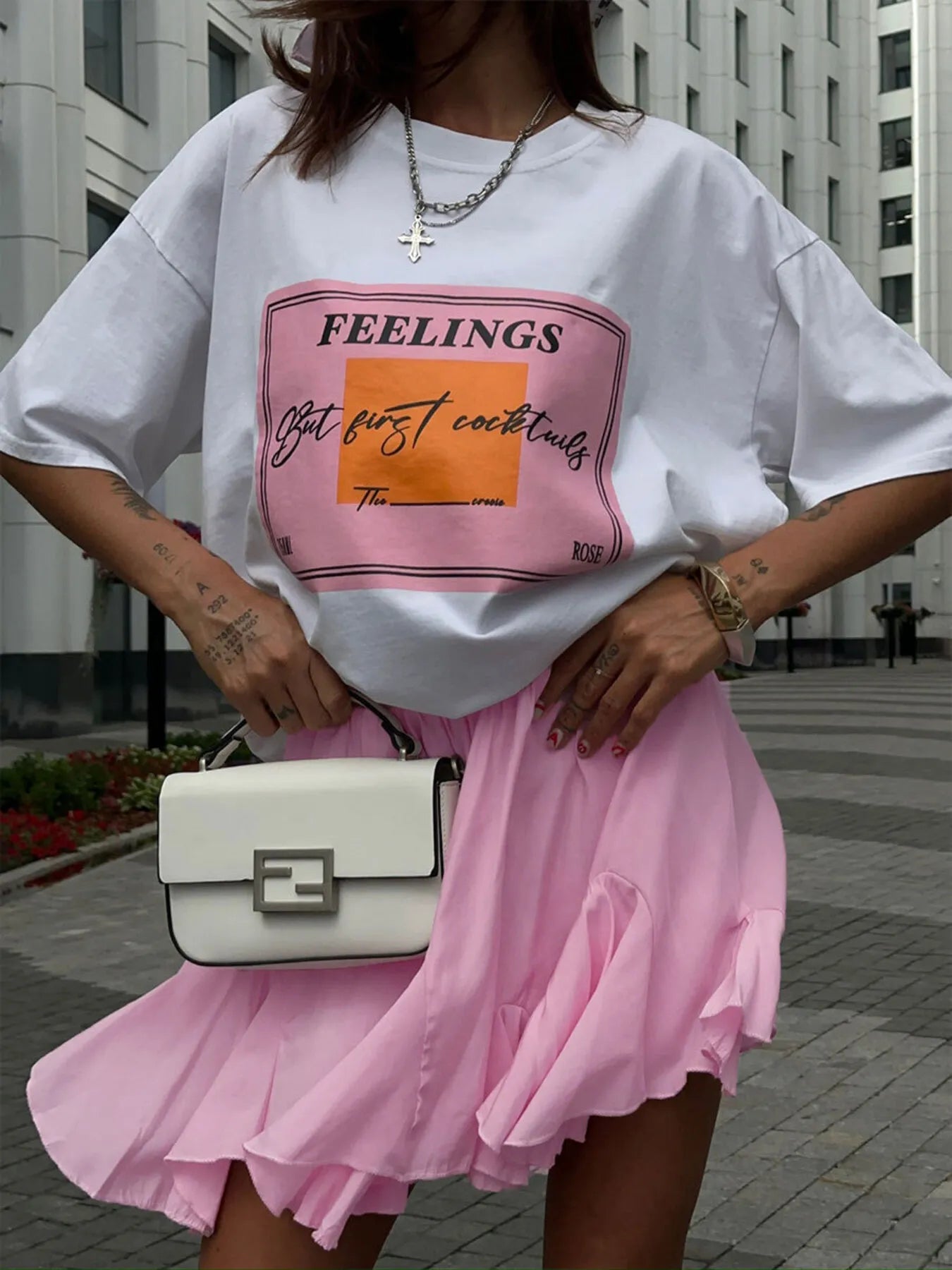 Elastic Waist Ruffled Hem Skirt