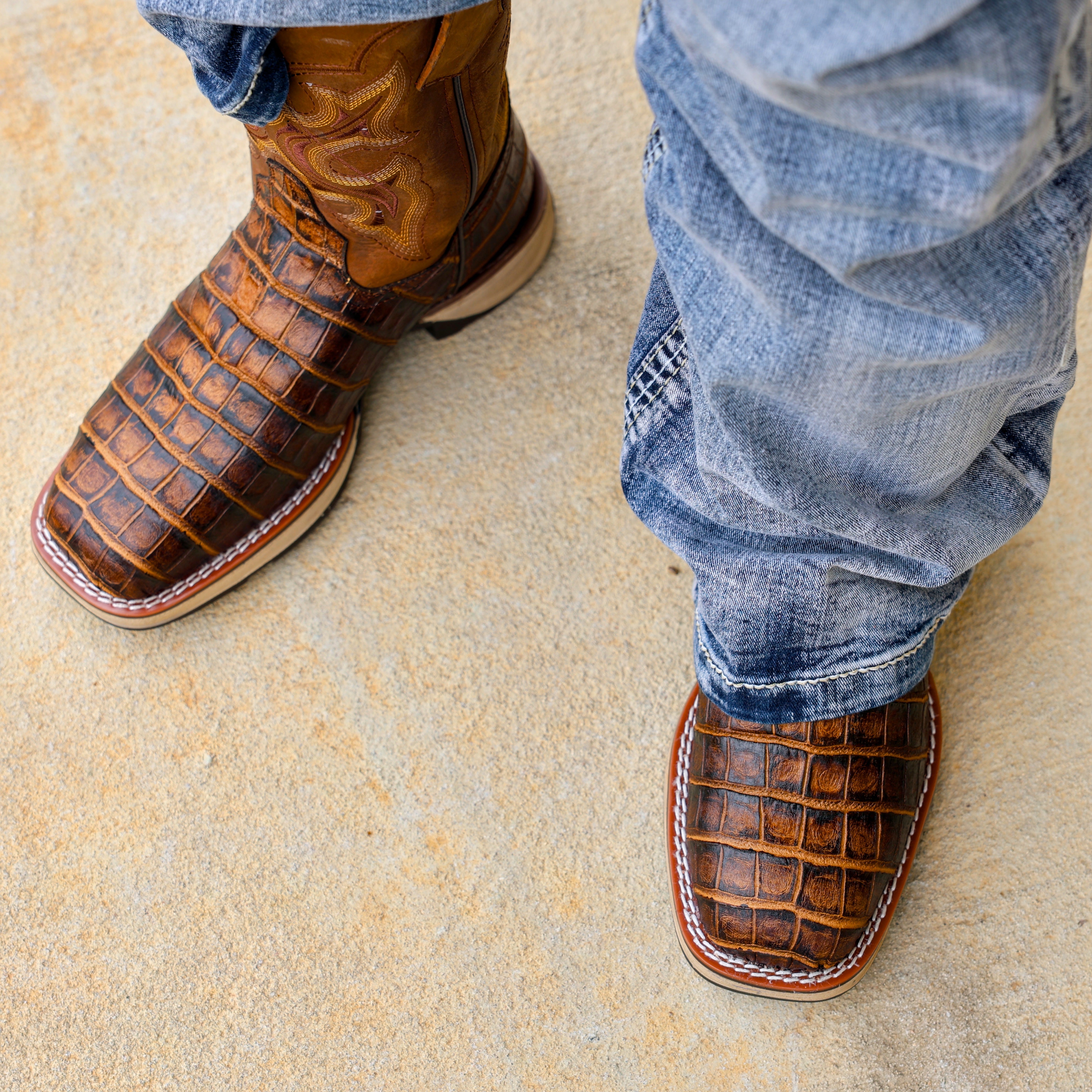 Honey American Caiman Gator Belly Leather Boots With 3D Lightweight Sole - Composite Toe