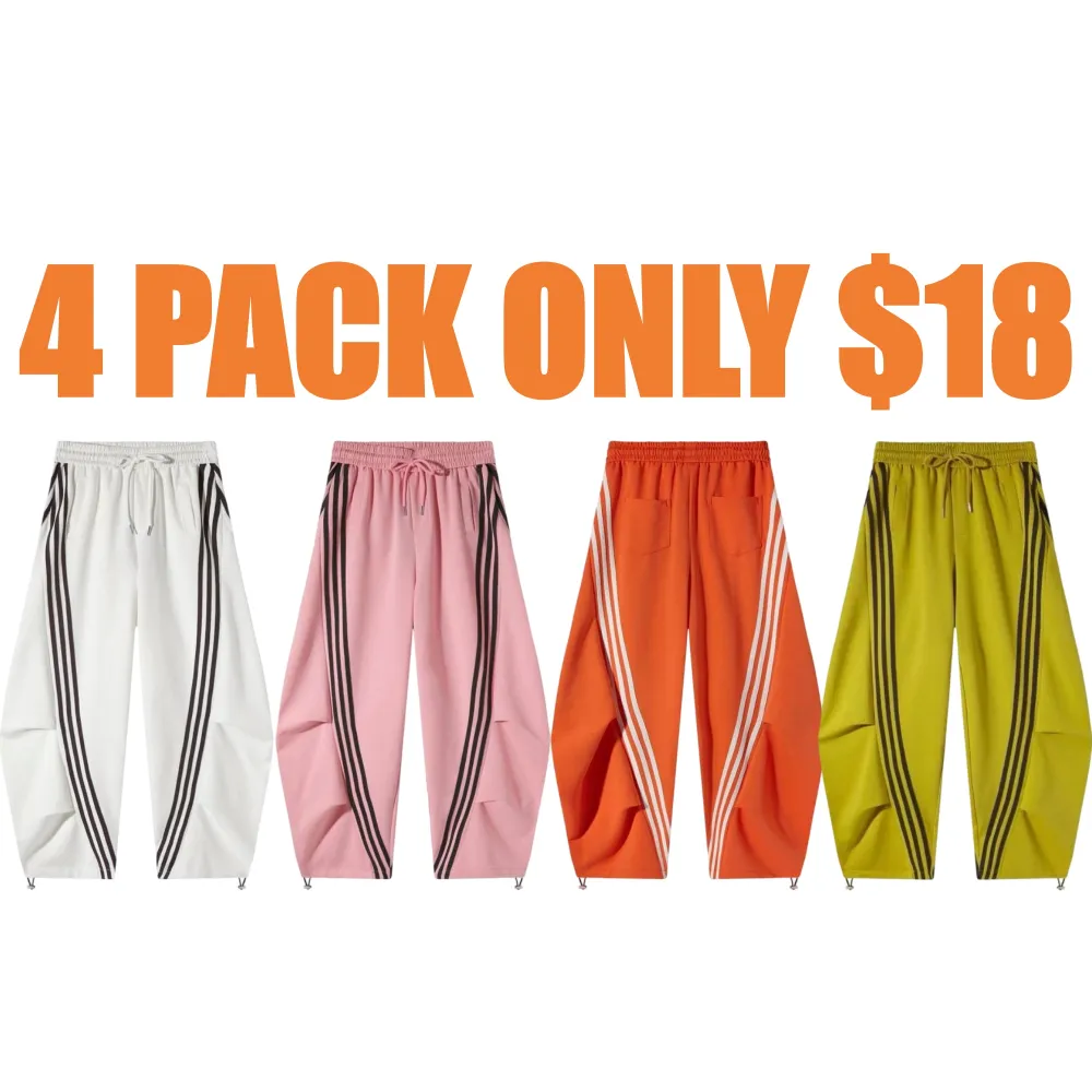 Flooo Loose Wide Leg Striped Track Pants