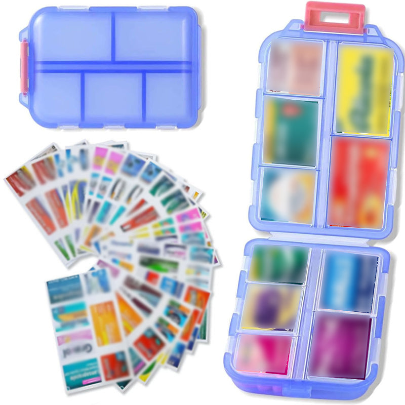 10-Compartment Travel Pill Organizer with 147 Medicine Labels