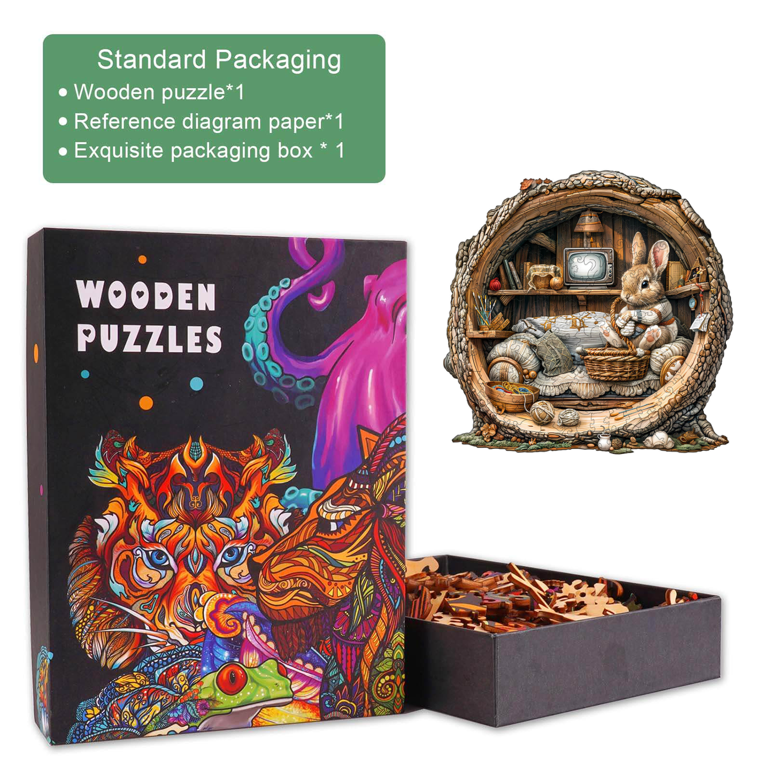 Tree Hole Rabbit Wooden Jigsaw Puzzle